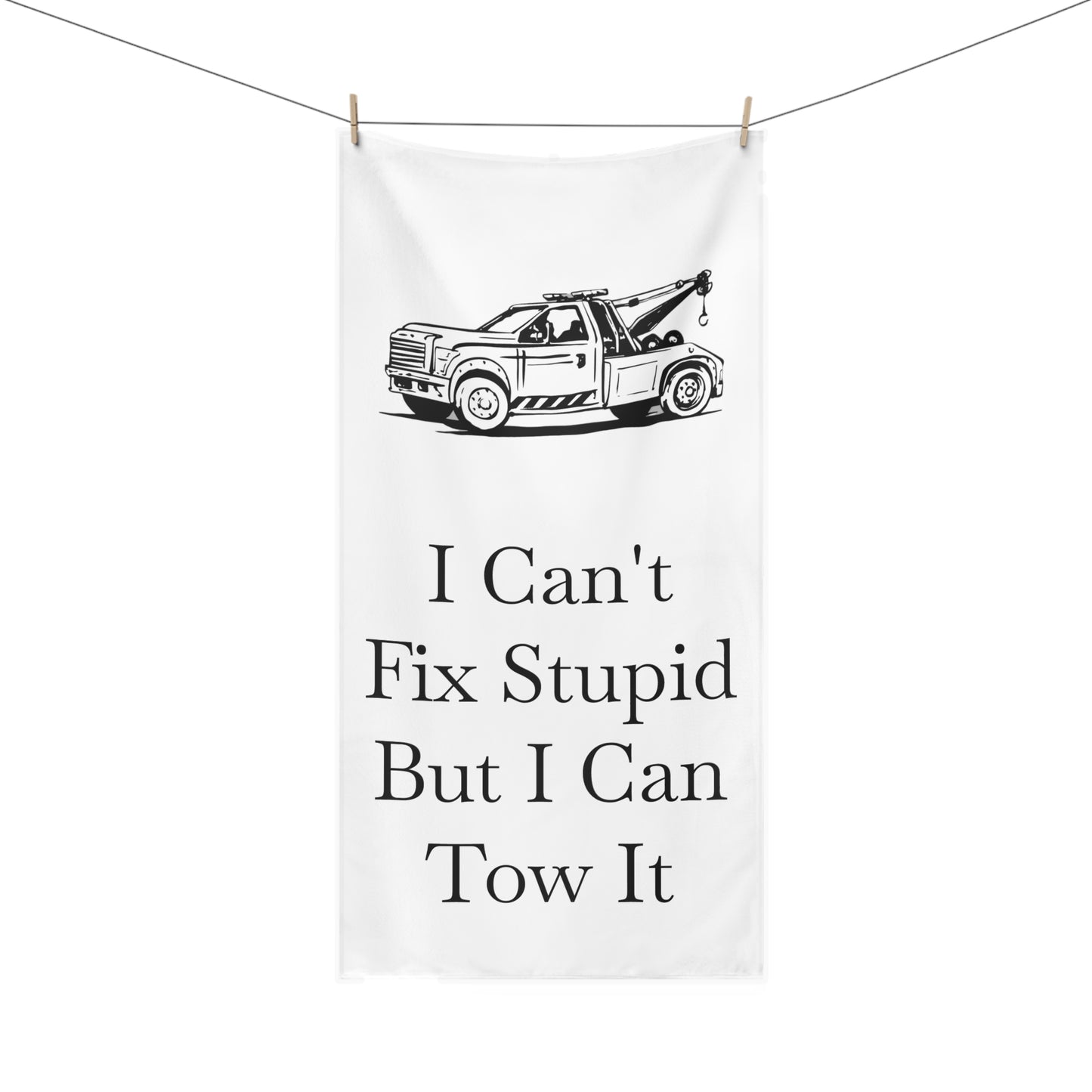 I Can't Fix Stupid Wheel Lift Tow Truck Mink-Cotton Beach Towel