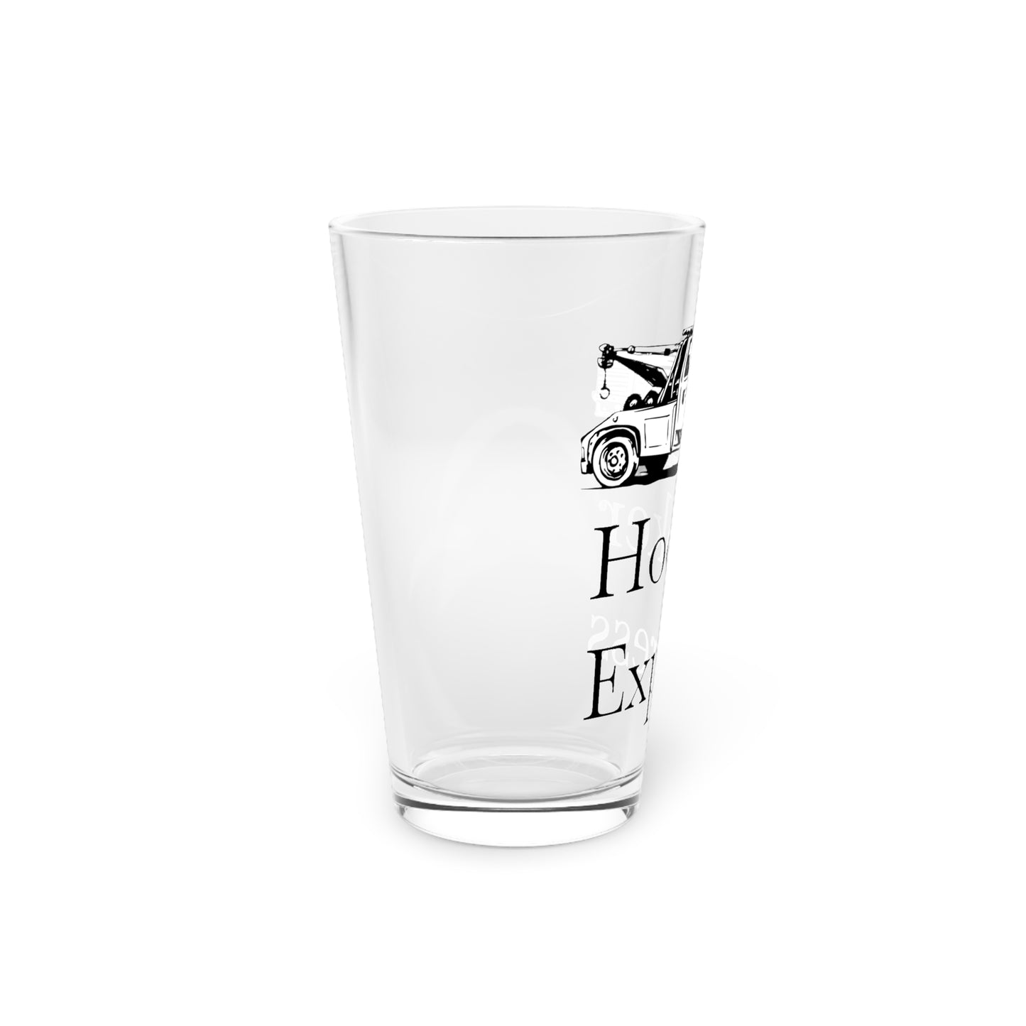 H**ker Express Wheel Lift Tow Truck Drinking Glass