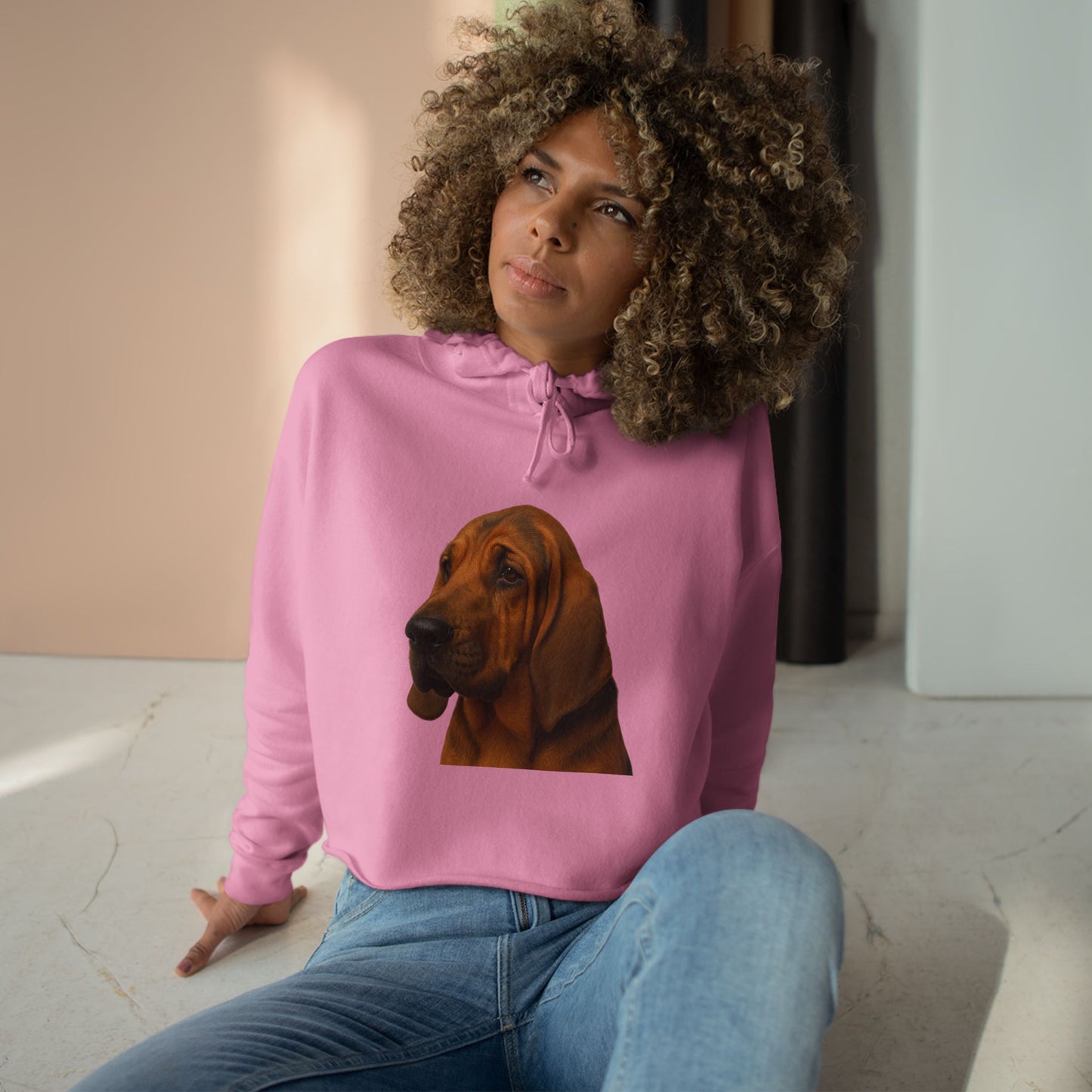 Bloodhound Head Women's Crop Hoodie