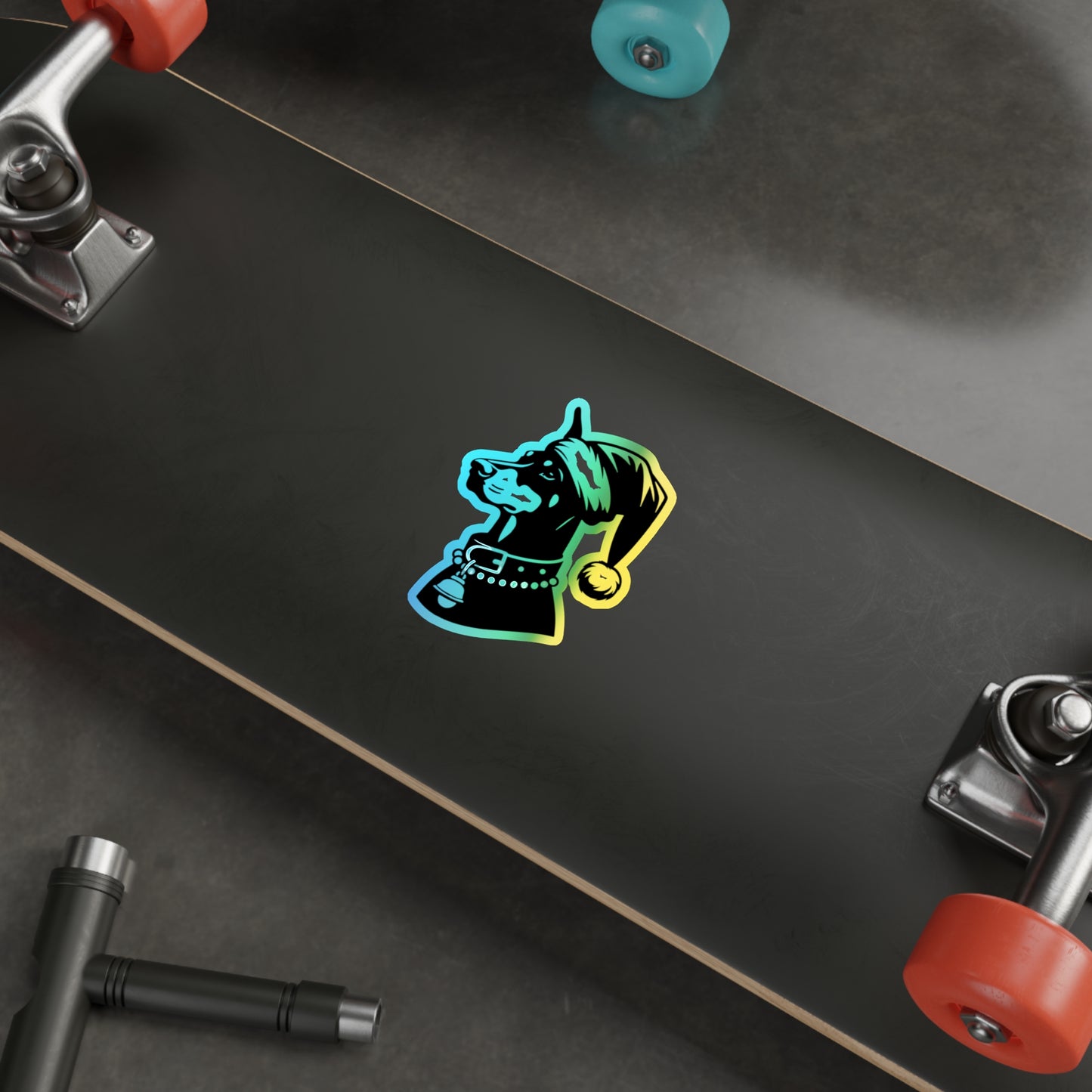 Santa Paws Doberman Holographic Sticker