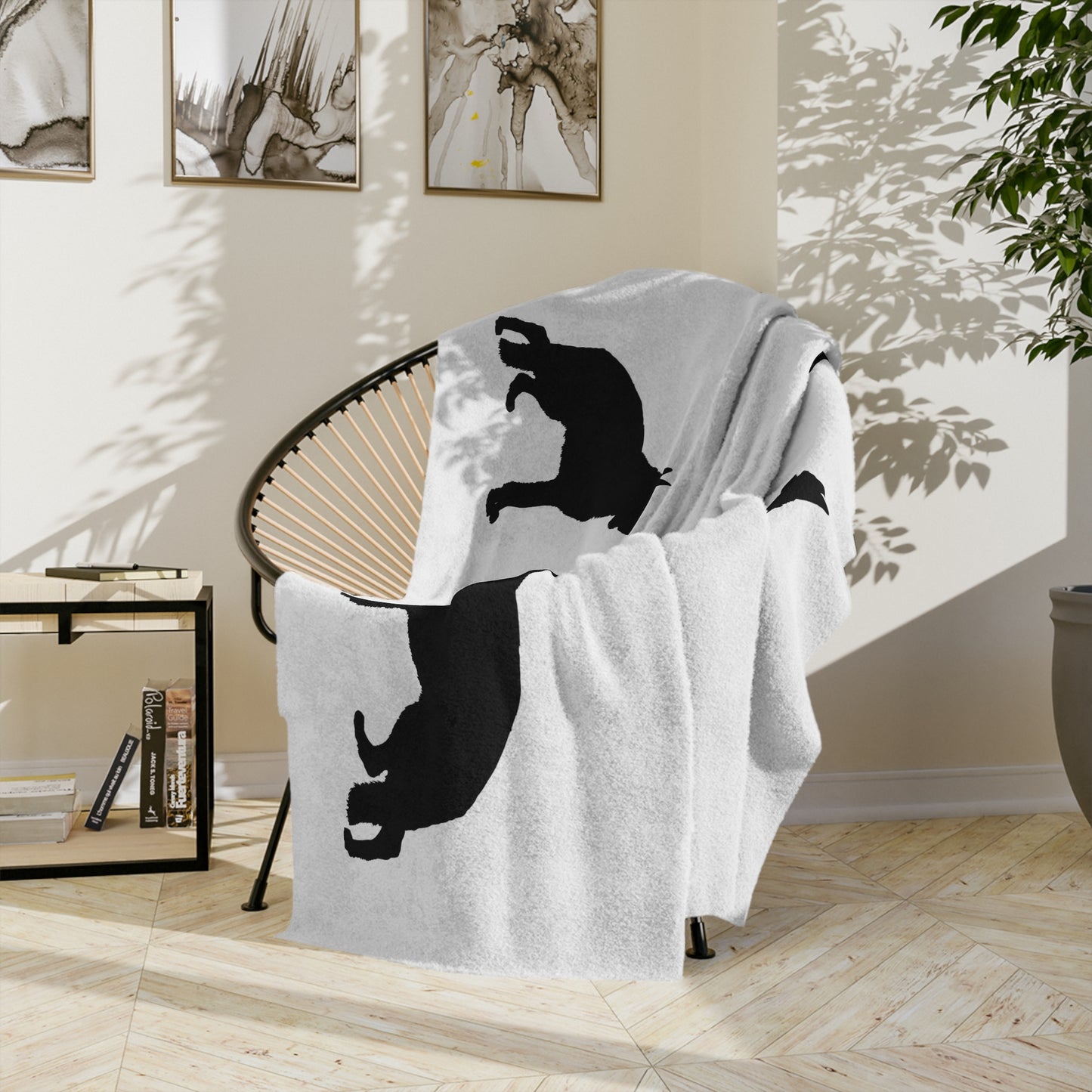 German Shepherd Silhouette Velveteen Microfiber Blanket