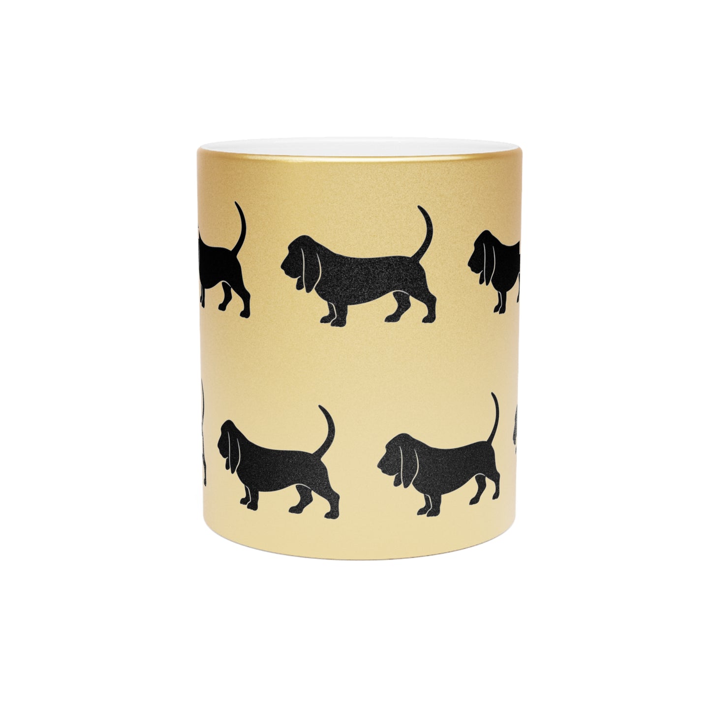 Basset Hound Silhouette Metallic Coffee Mug