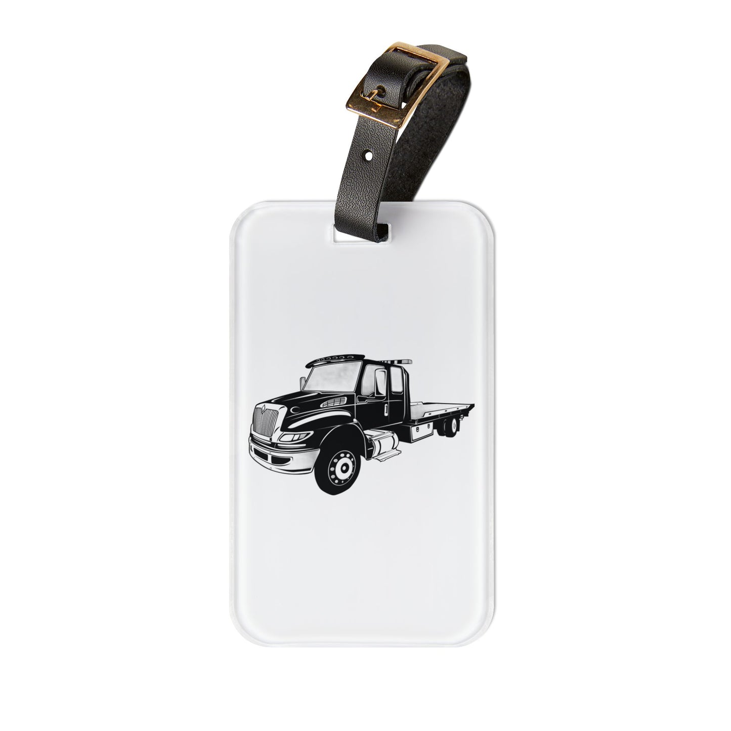 Flatbed Tow Truck Leather Strap Luggage Tag