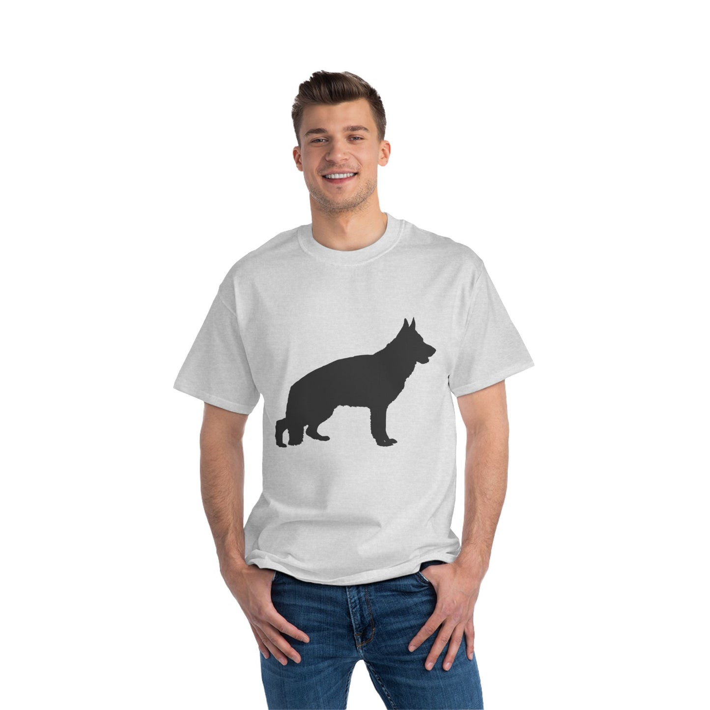 German Shepherd Silhouette Men's Short-Sleeve Crewneck Tee
