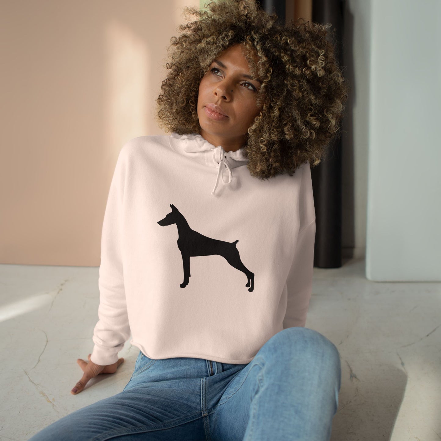 Doberman Silhouette Women's Crop Hoodie