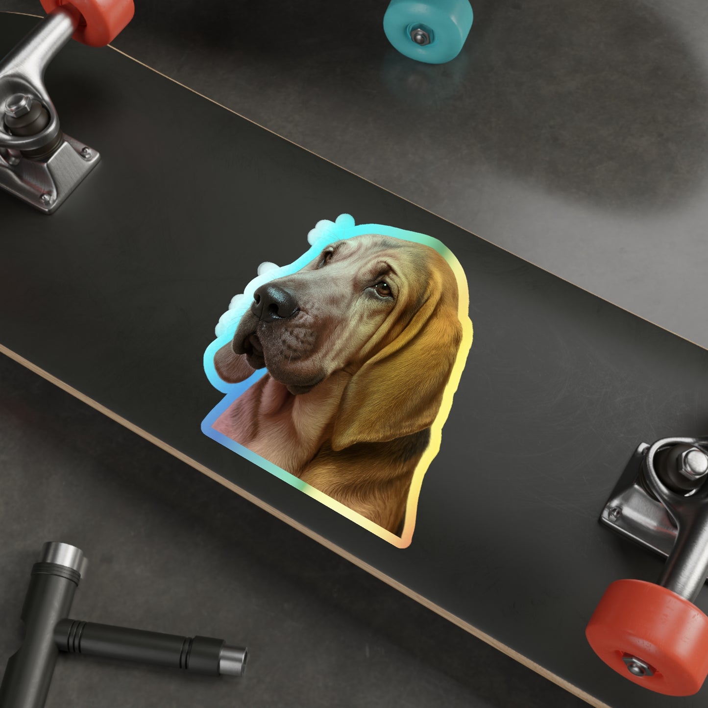 Bloodhound Head Holographic Sticker