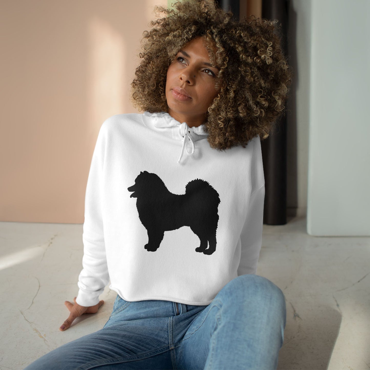 Samoyed Silhouette Women's Crop Hoodie