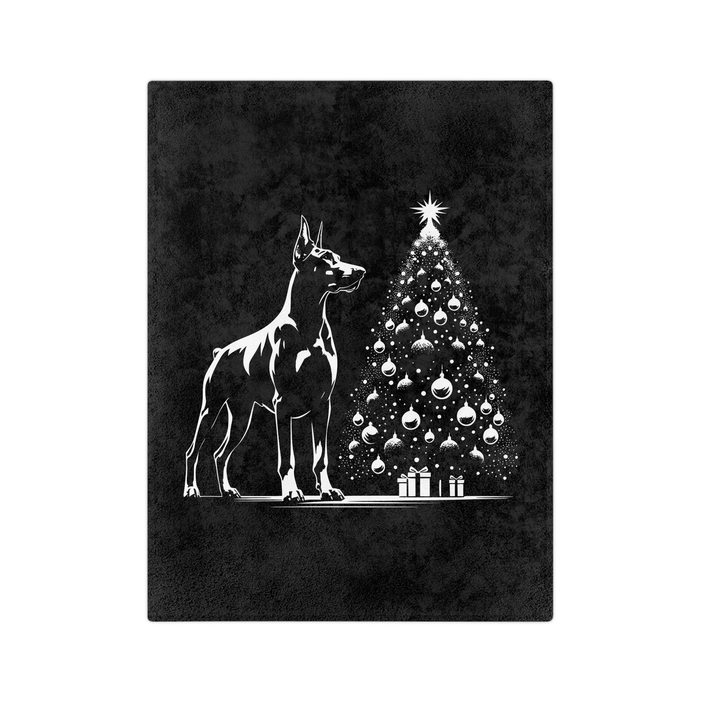 Doberman Christmas Tree Velveteen Microfiber Blanket