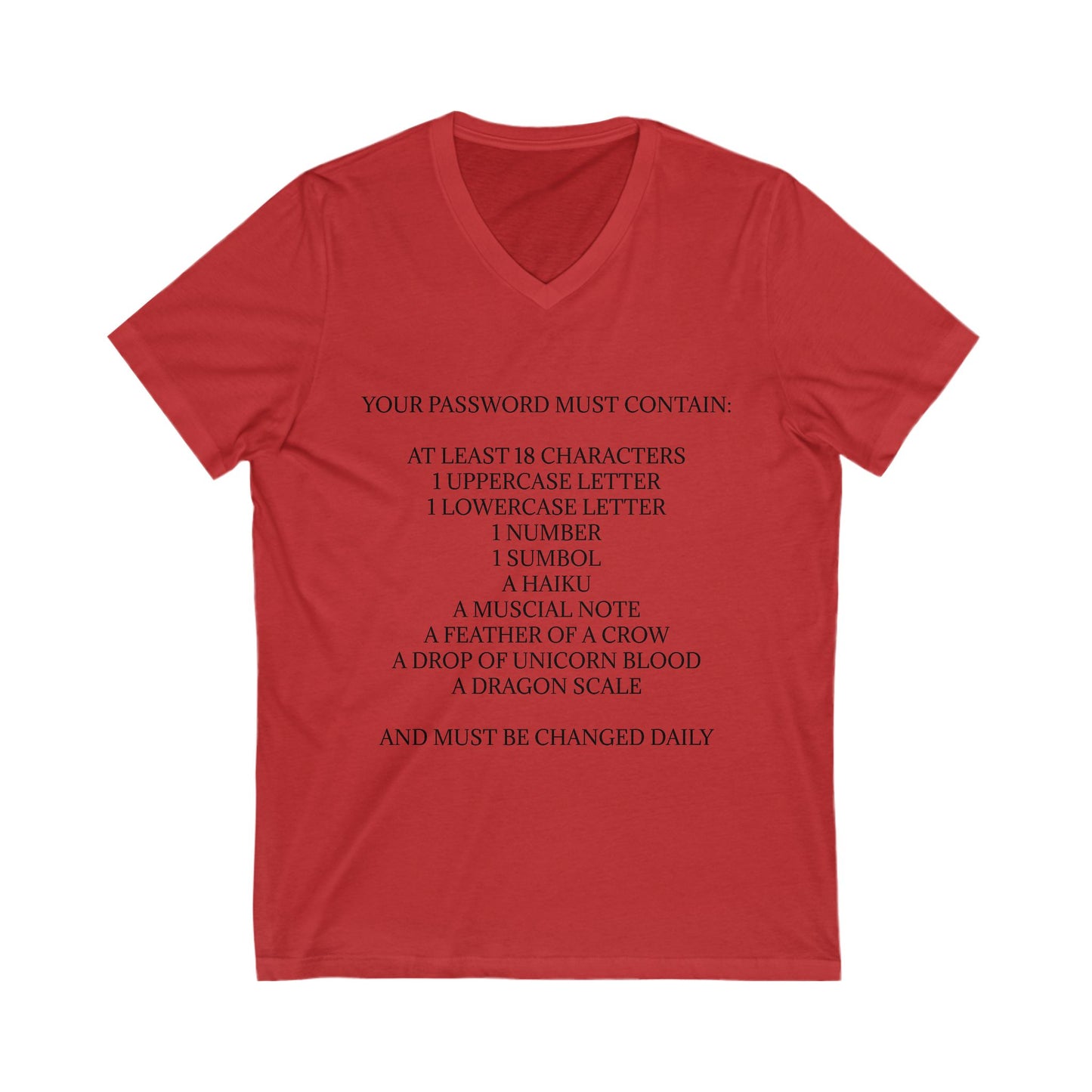 Password Unisex Short Sleeve V-Neck Tee