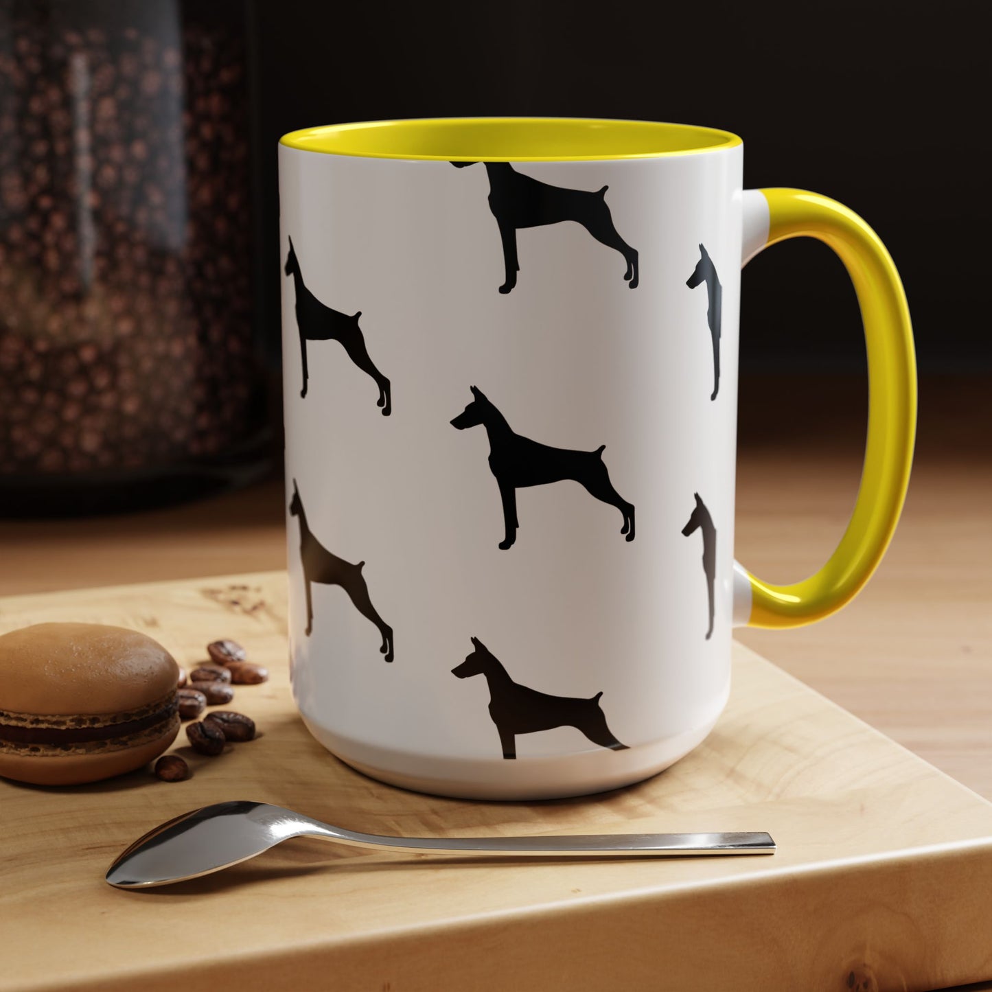 Doberman Silhouette 2-Tone Coffee Mug