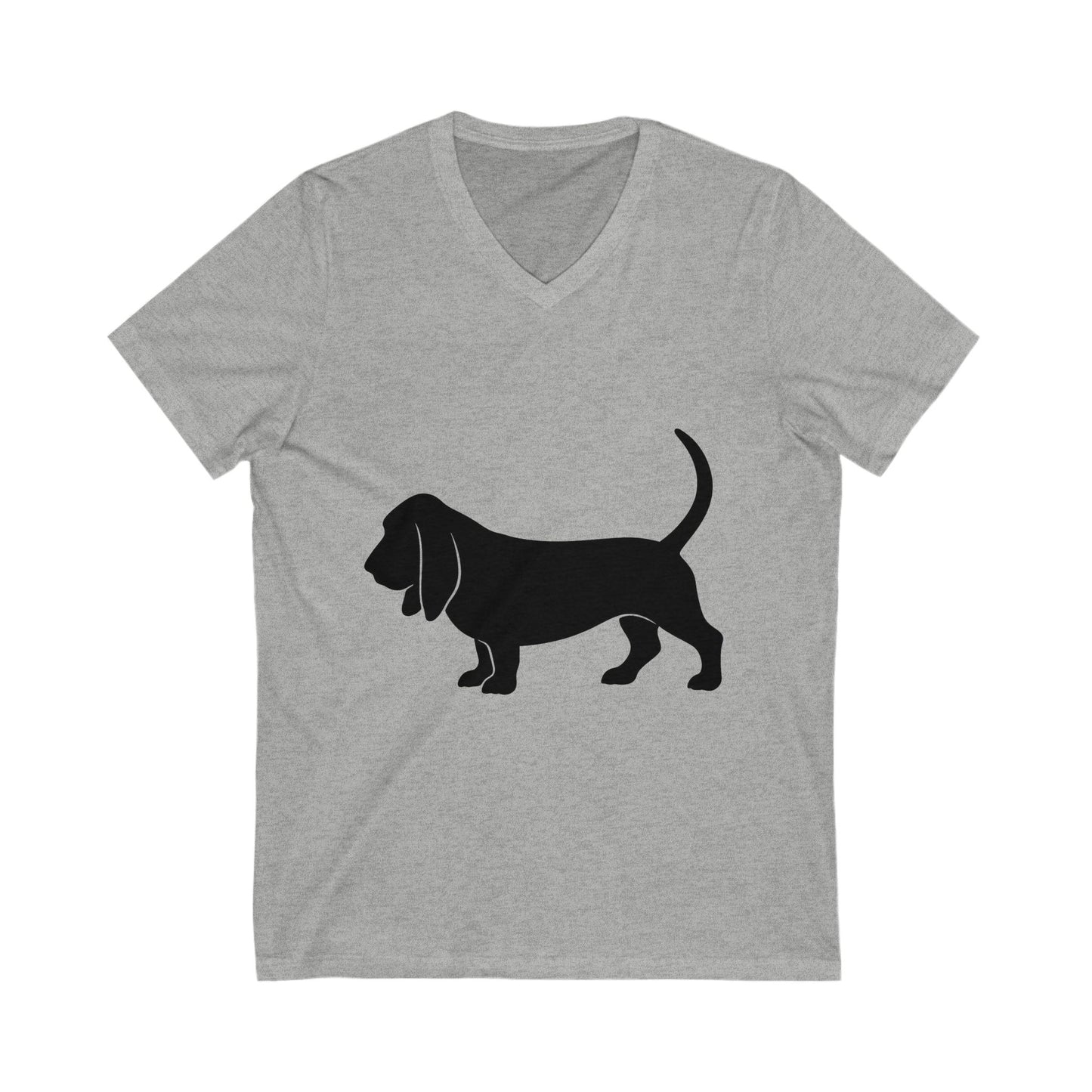 Basset Hound Silhouette Unisex Short Sleeve V-Neck Tee