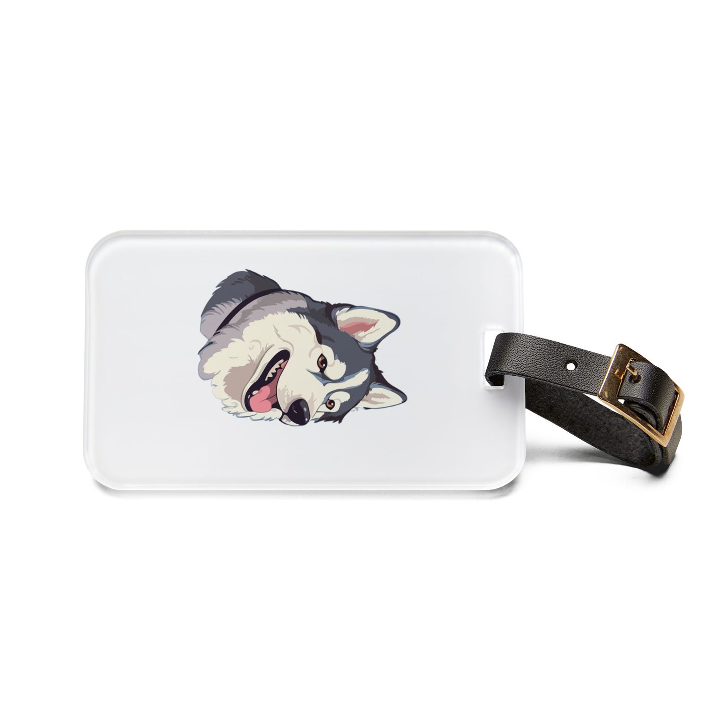 Malamute Head Leather Strap Luggage Tag