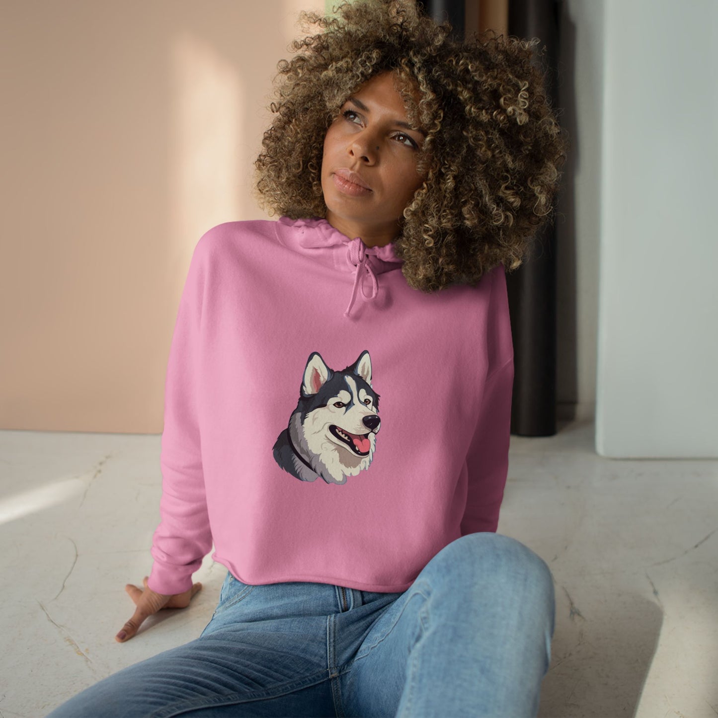 Malamute Head Women's Crop Hoodie