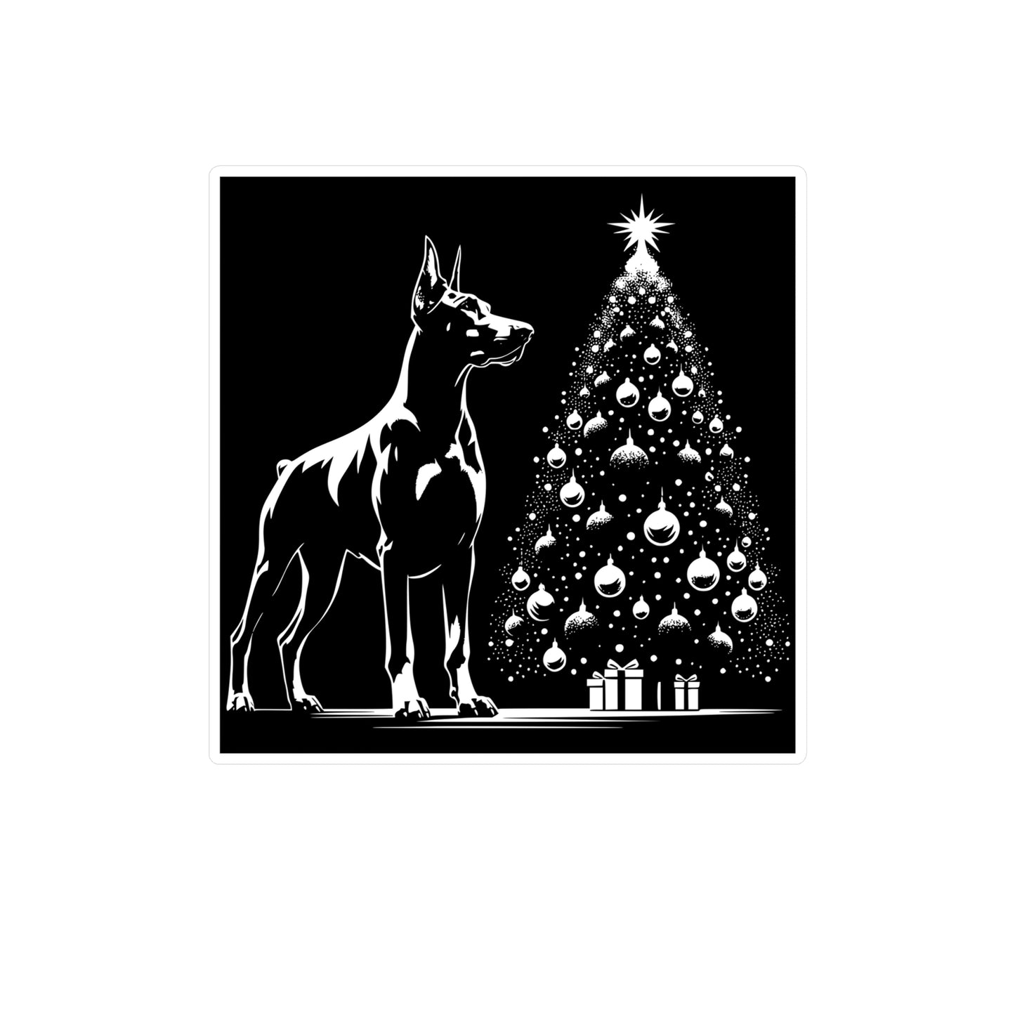 Doberman Christmas Tree Vinyl Decal