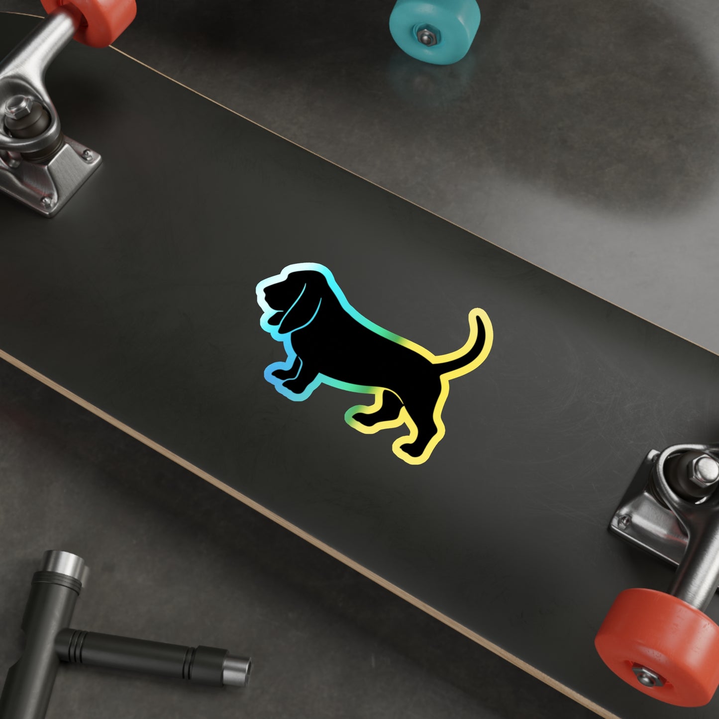 Basset Hound Silhouette Holographic Sticker