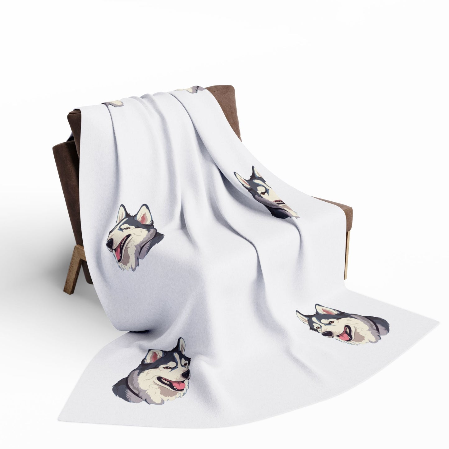 Malamute Head Arctic Fleece Blanket