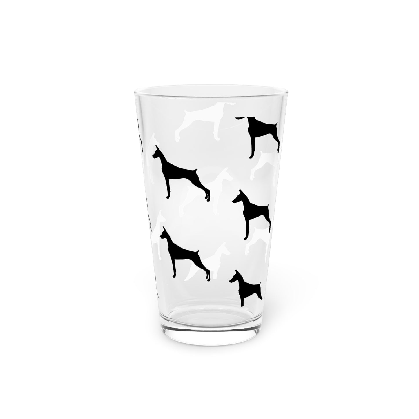 Doberman Silhouette Drinking Glass