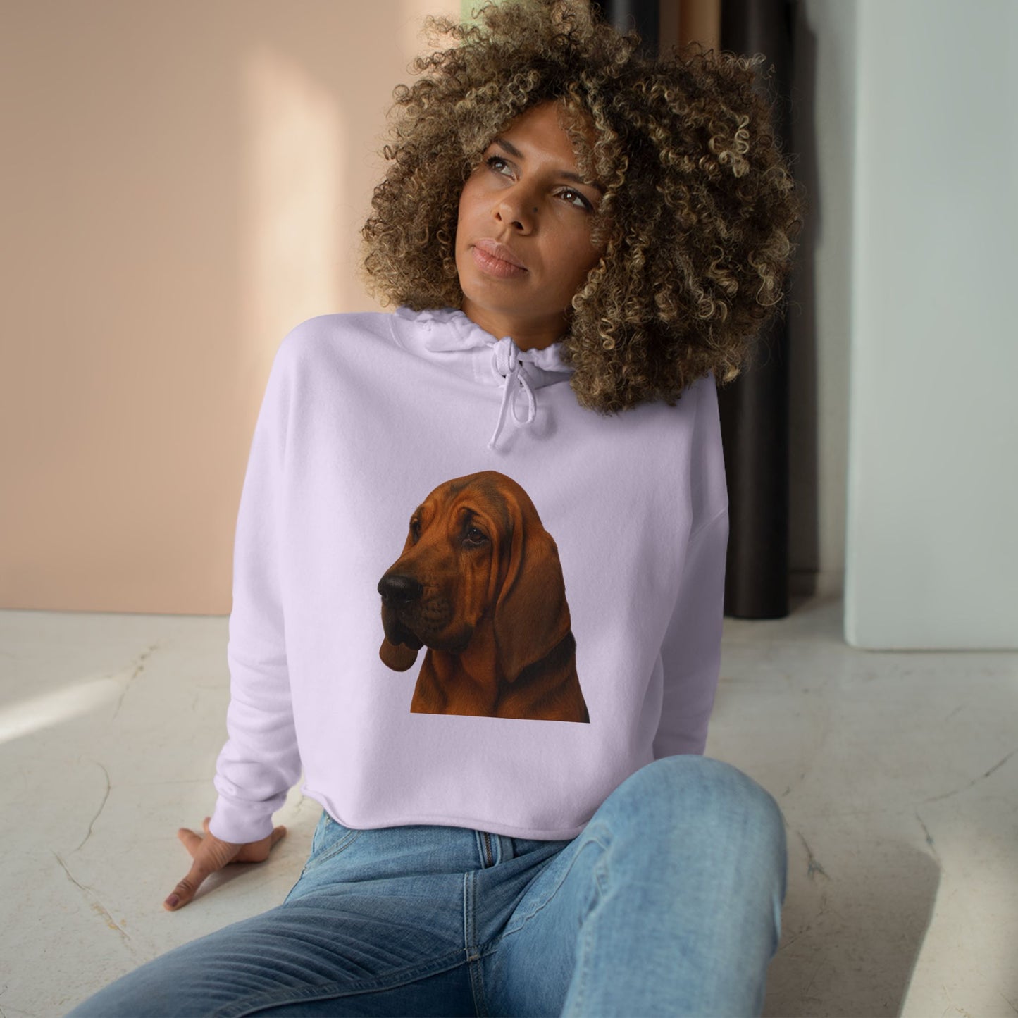Bloodhound Head Women's Crop Hoodie