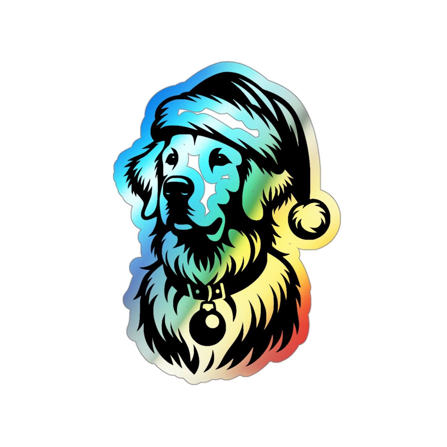 Santa Paws Golden Holographic Sticker