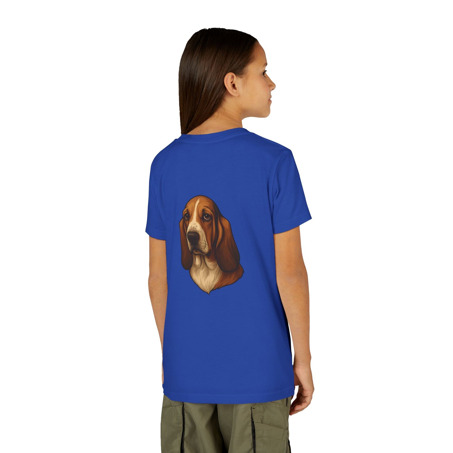 Basset Hound Head Youth Unisex Short Sleeve Crewneck Tee