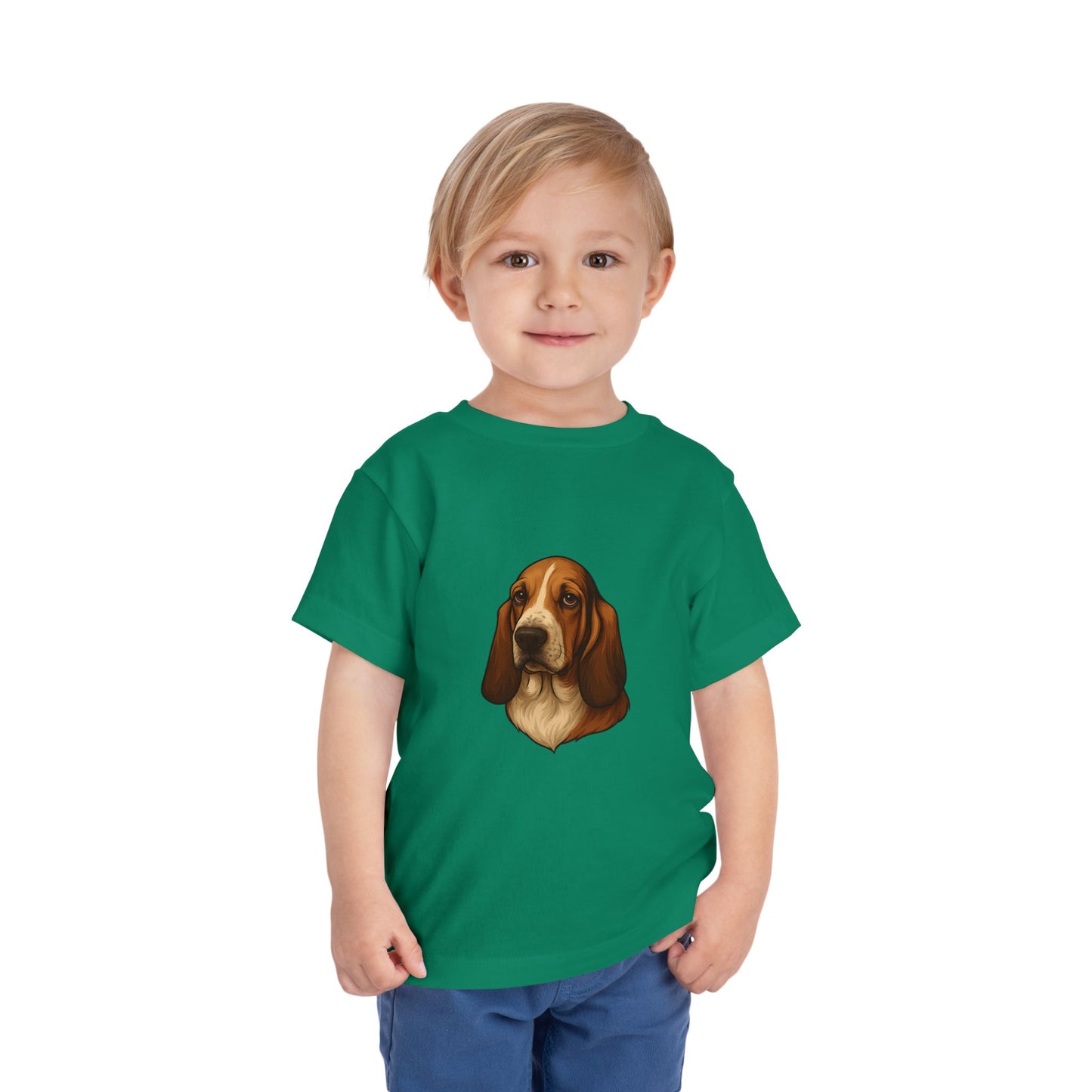 Basset Hound Head Toddler Unisex Short Sleeve Crewneck Tee
