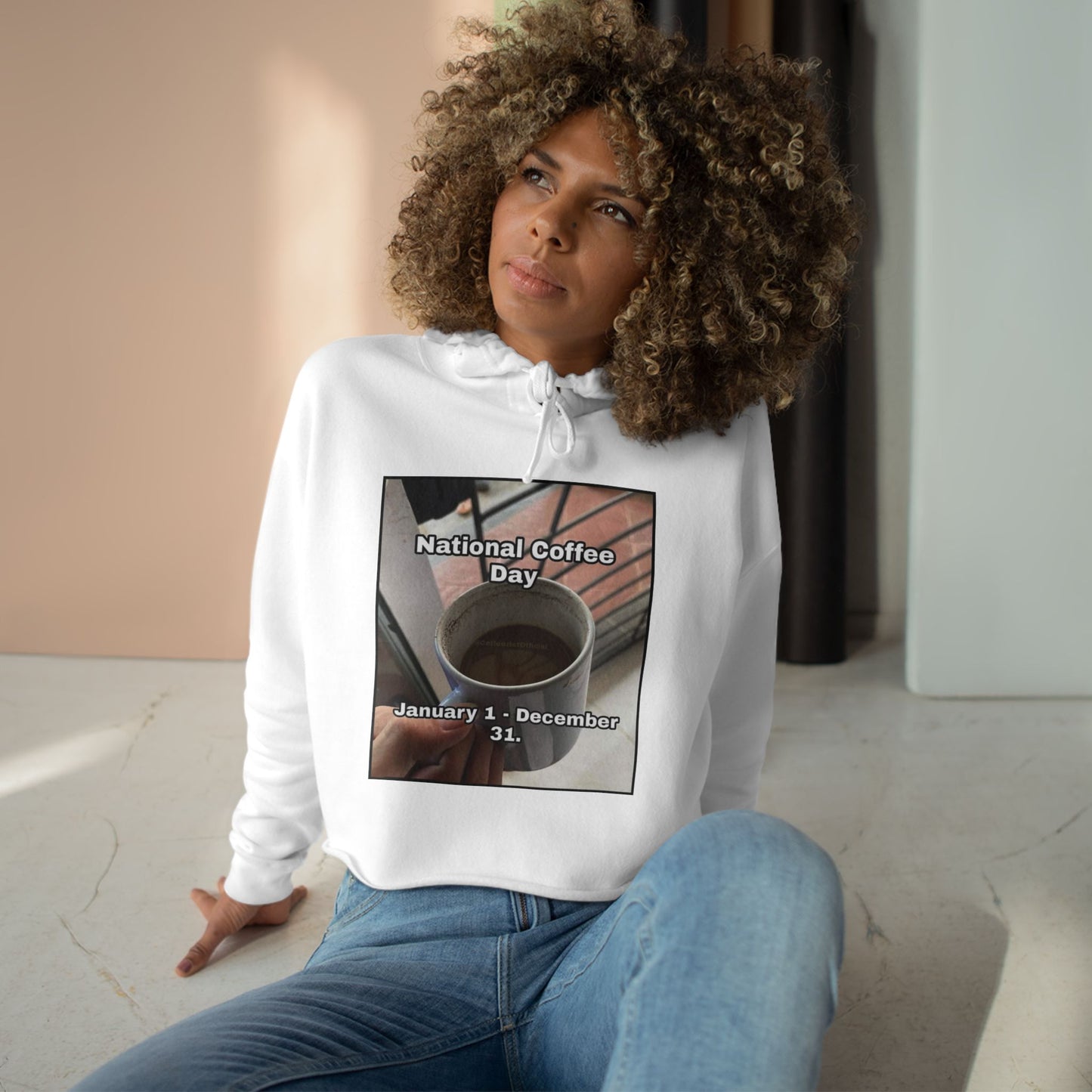 National Coffee Day Women's Crop Hoodie