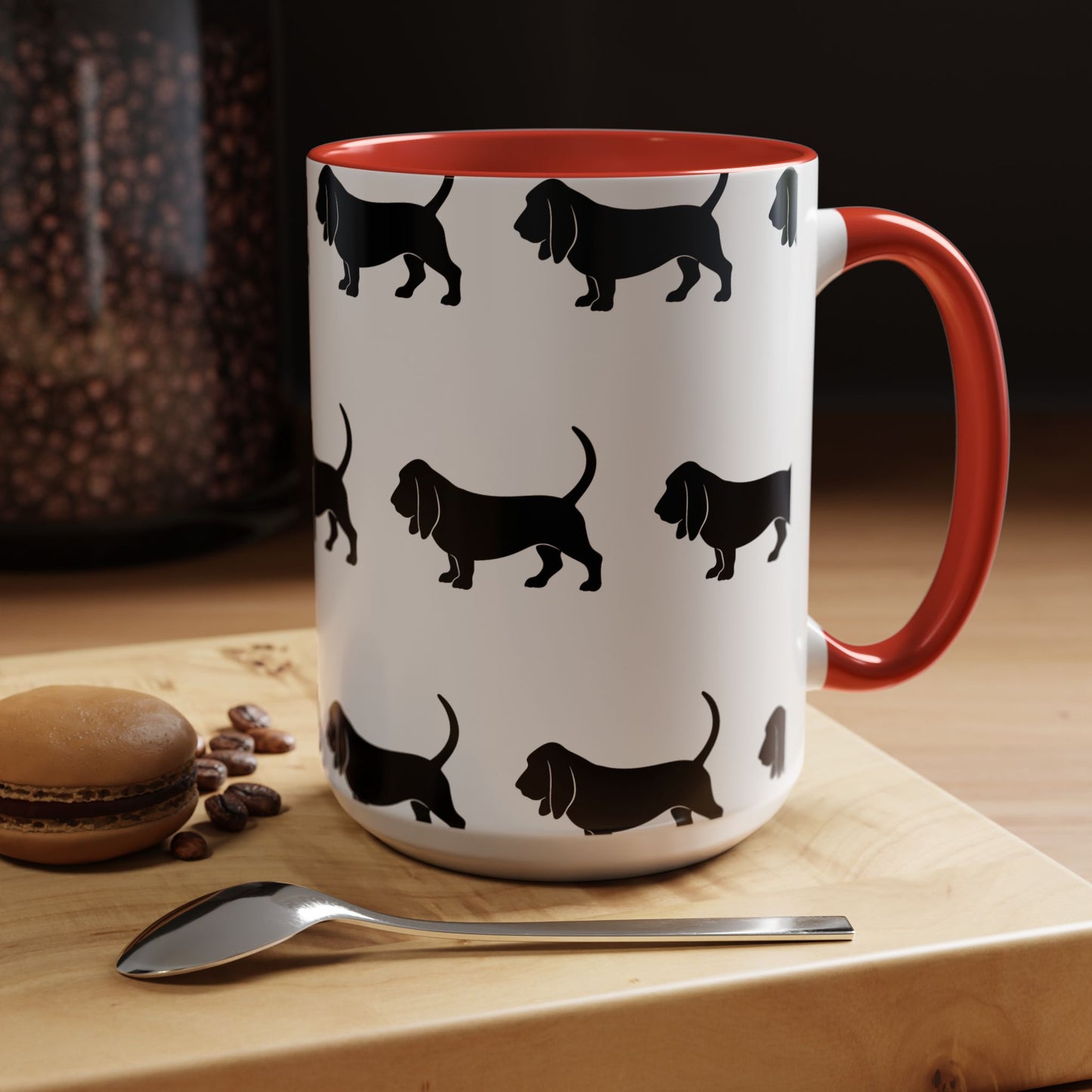 Basset Hound Silhouette 2-Tone Coffee Mug