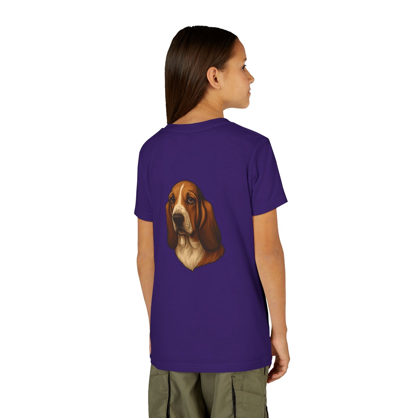 Basset Hound Head Youth Unisex Short Sleeve Crewneck Tee