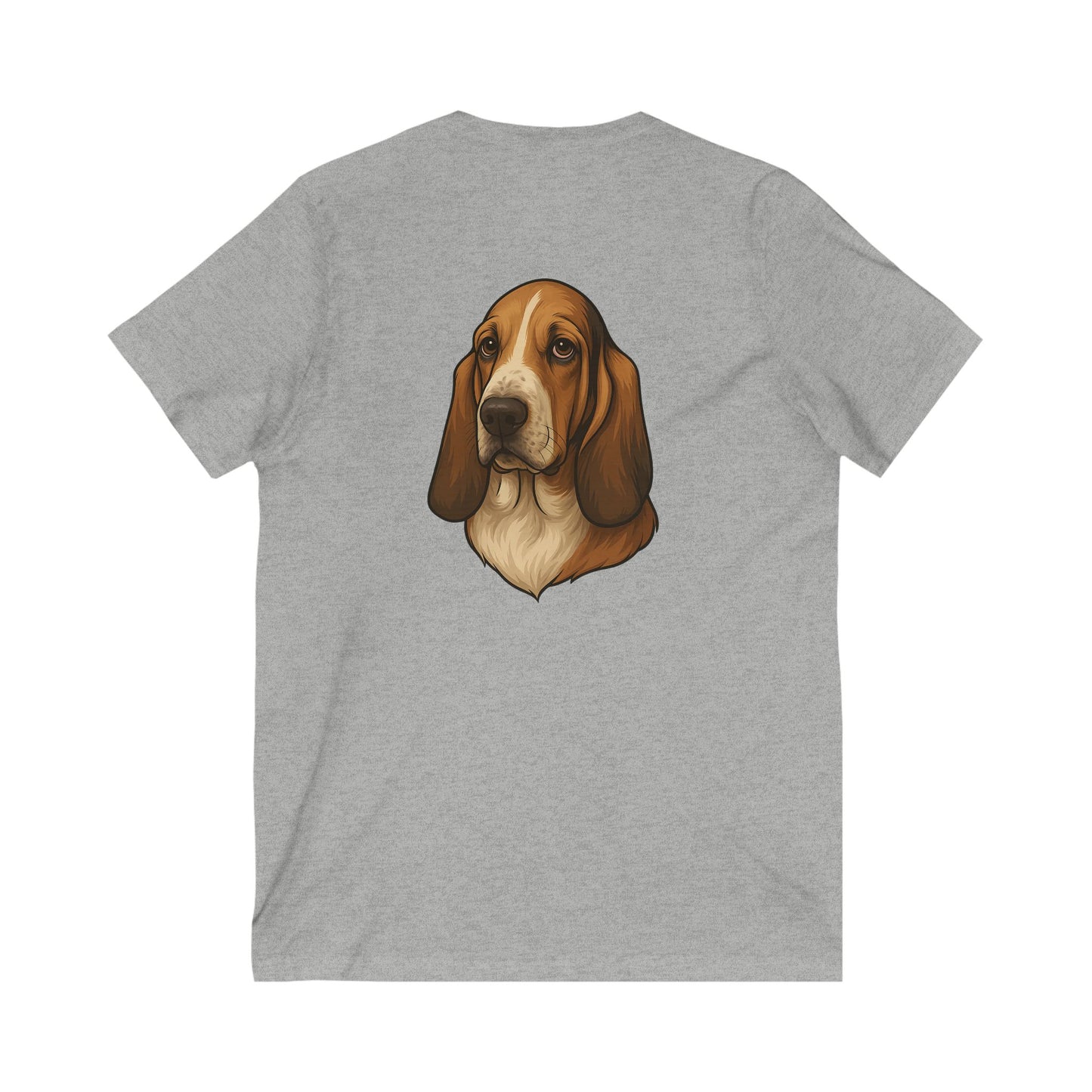 Basset Hound Head Unisex Short Sleeve V-Neck Tee