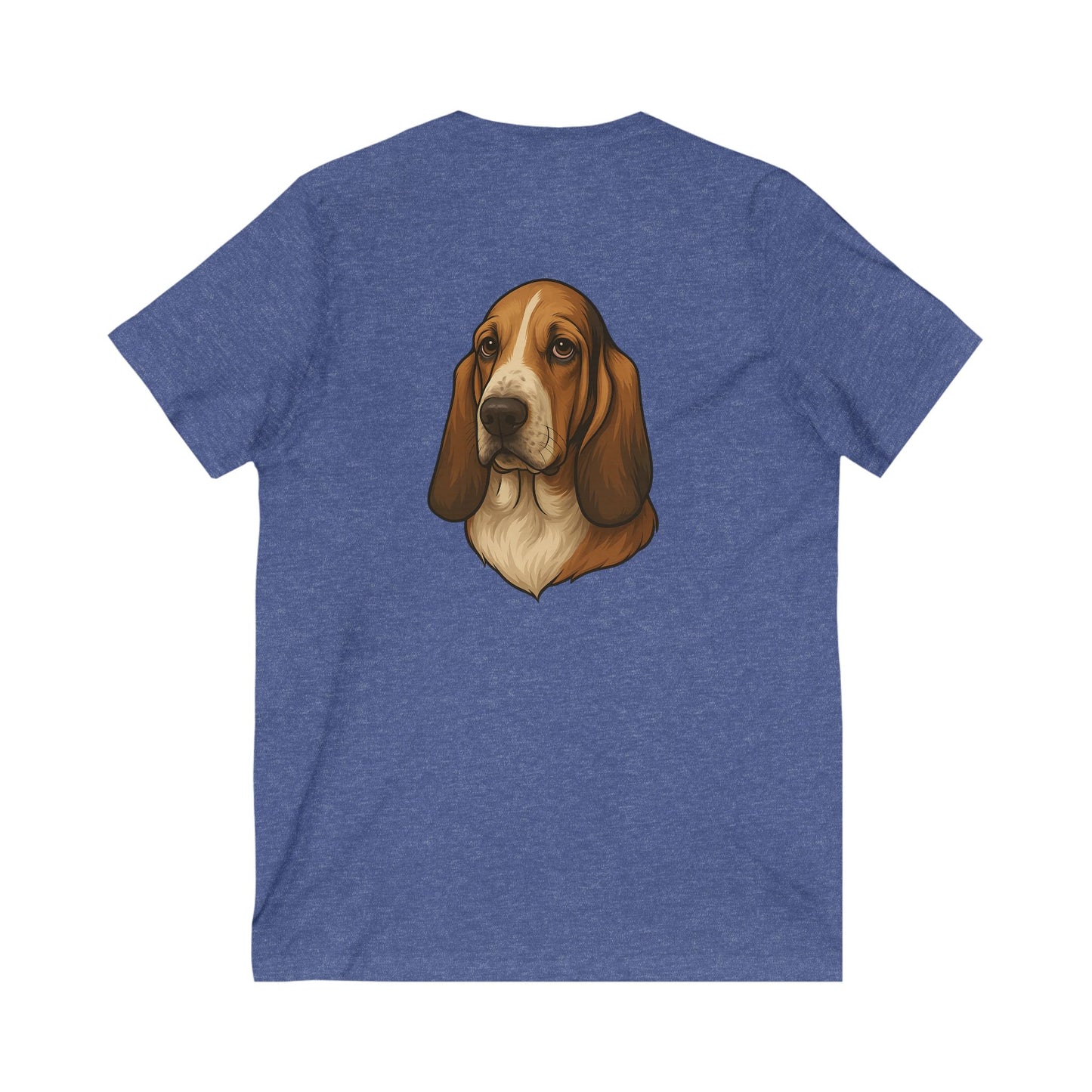 Basset Hound Head Unisex Short Sleeve V-Neck Tee