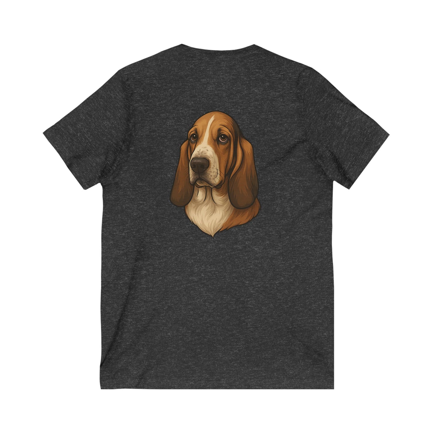 Basset Hound Head Unisex Short Sleeve V-Neck Tee