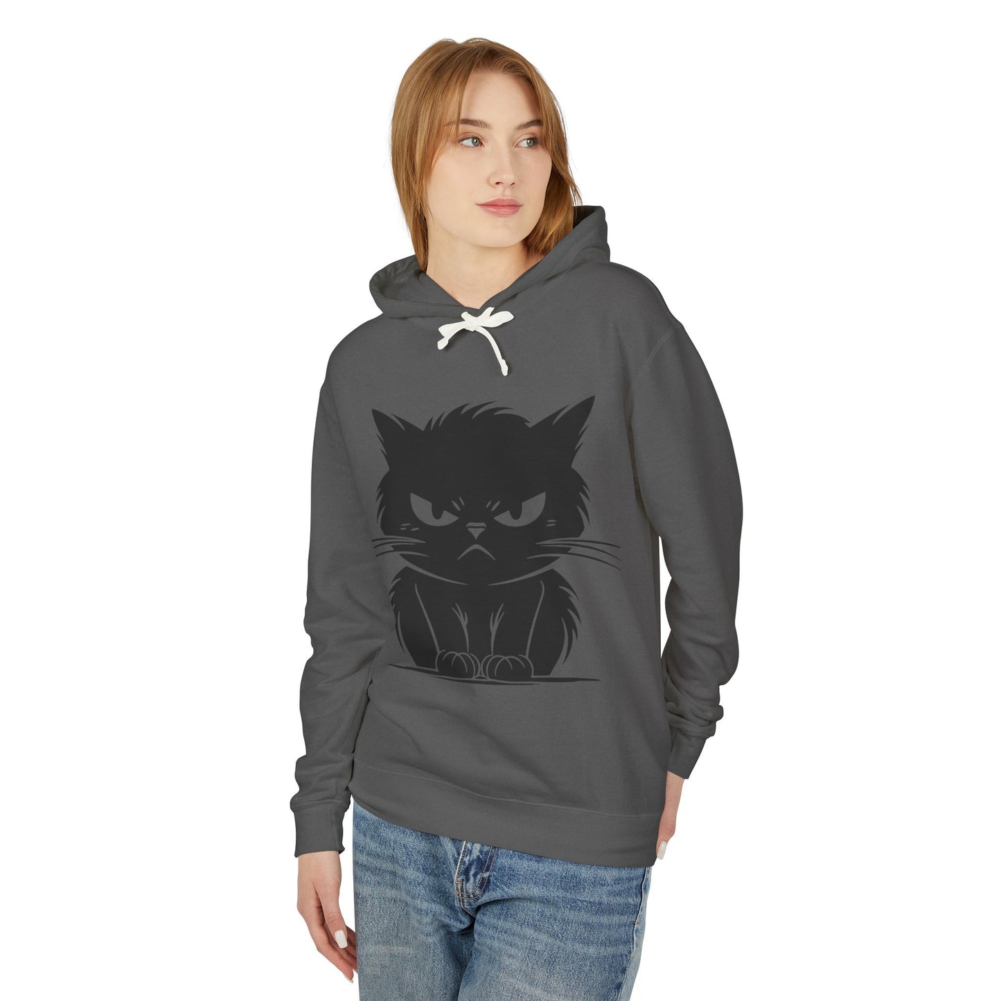 Angry Cat Unisex Lightweight Hoodie