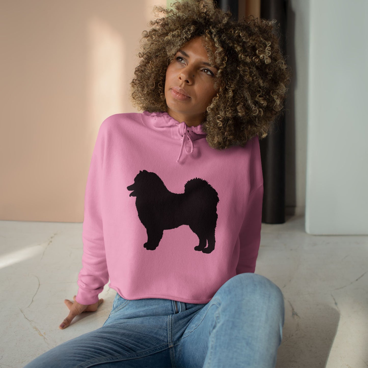 Samoyed Silhouette Women's Crop Hoodie