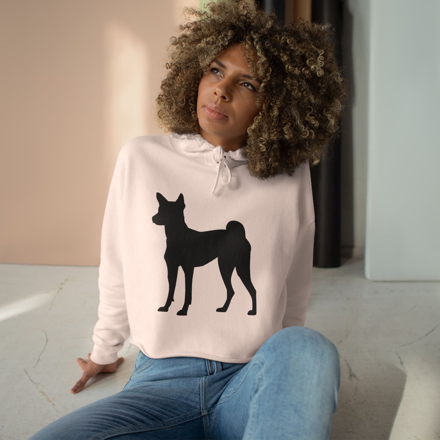 Basenji Silhouette Women's Crop Hoodie