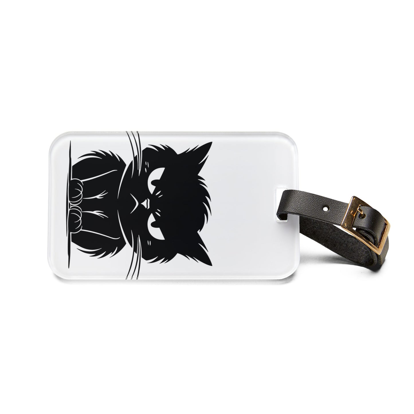 Angry Cat Leather Strap Luggage Tag