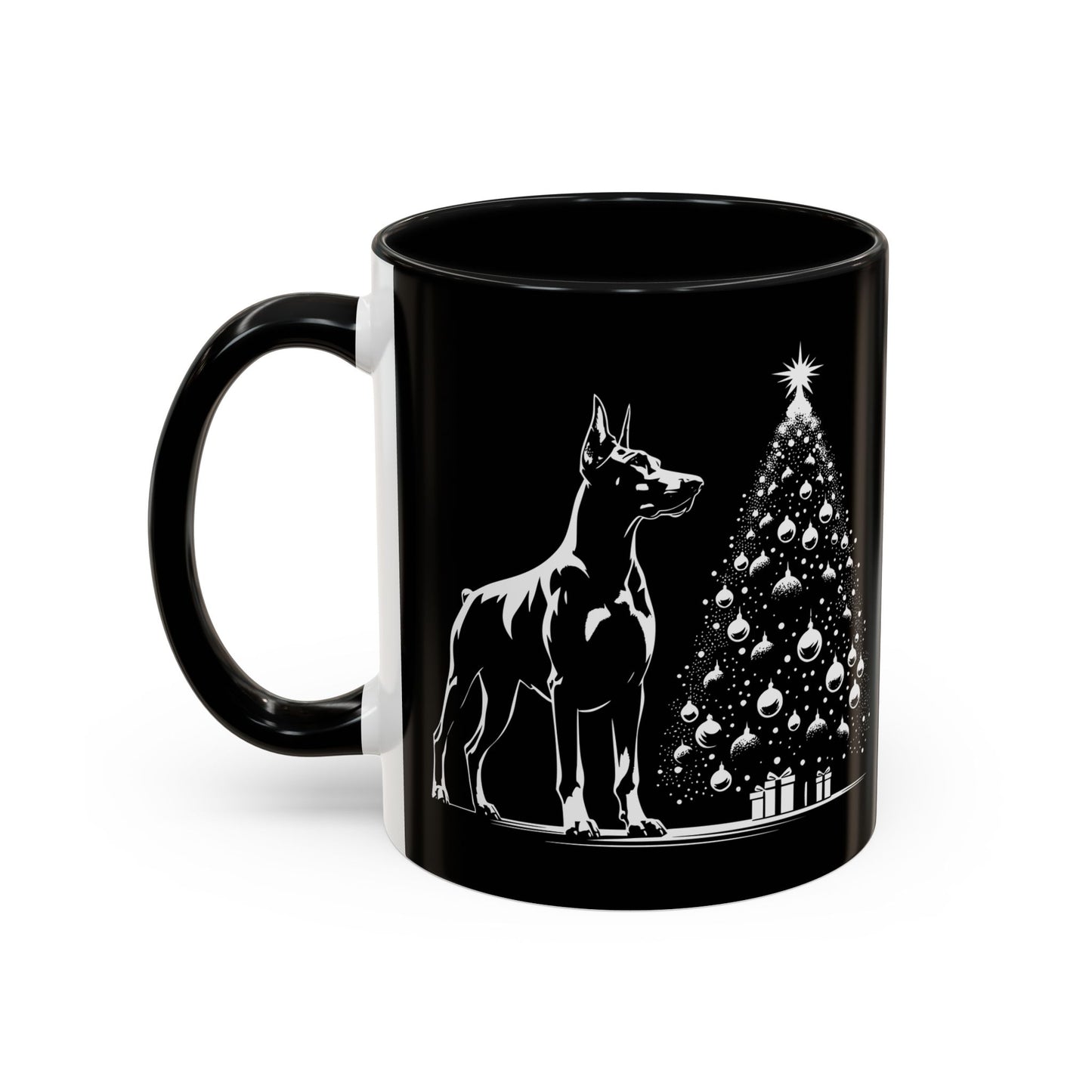 Doberman Christmas Tree 2-Tone Coffee Mug