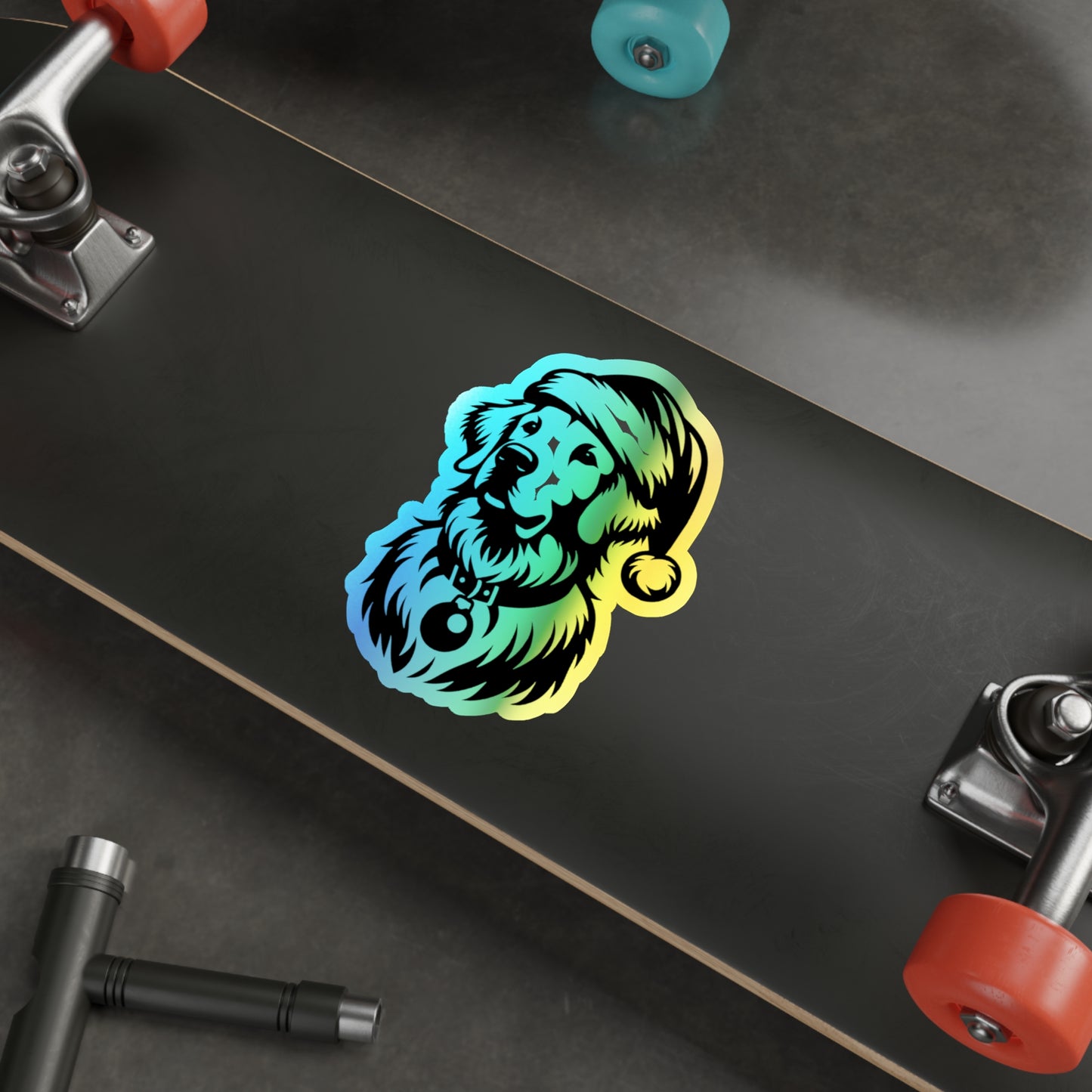 Santa Paws Golden Holographic Sticker
