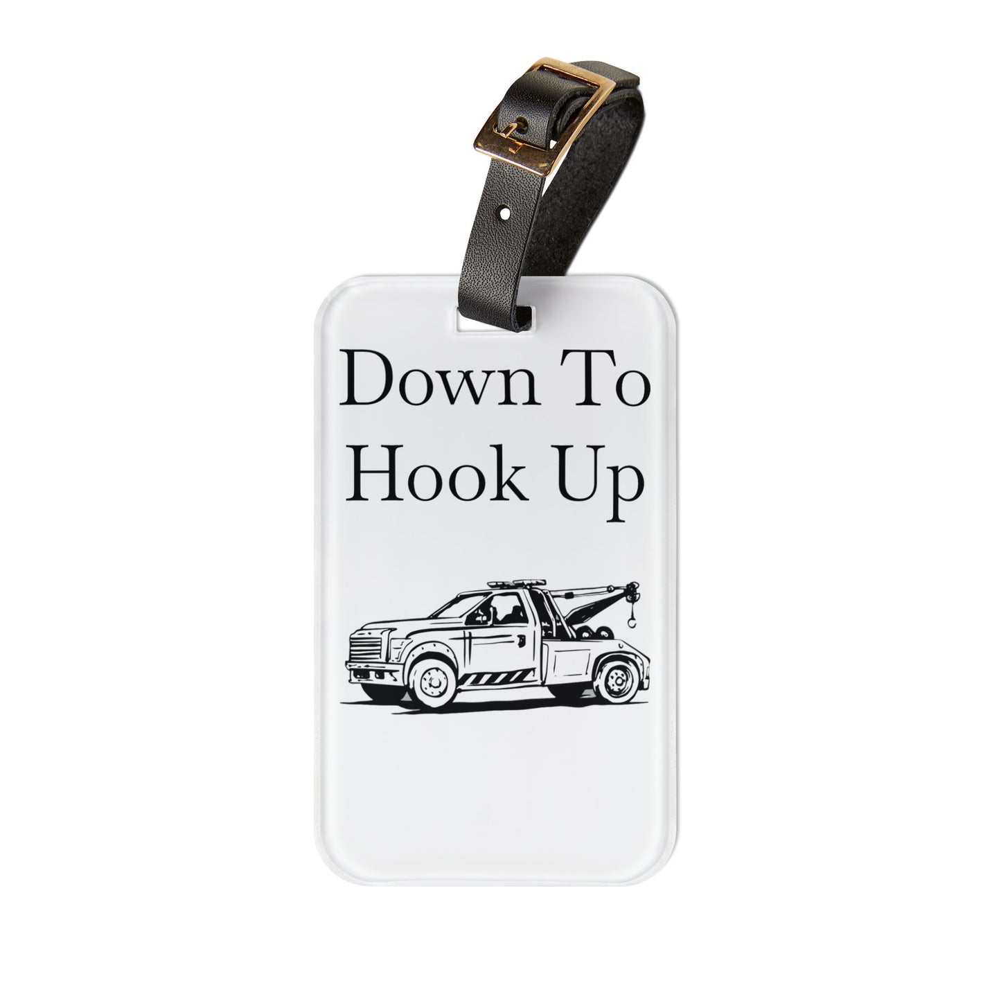 Down To Hook Up Leather Strap Luggage Tag
