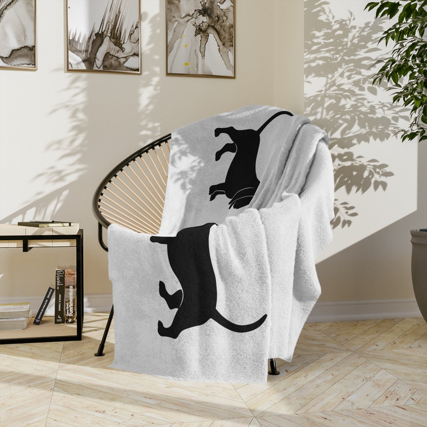 Basset Hound Silhouette Velveteen Microfiber Blanket