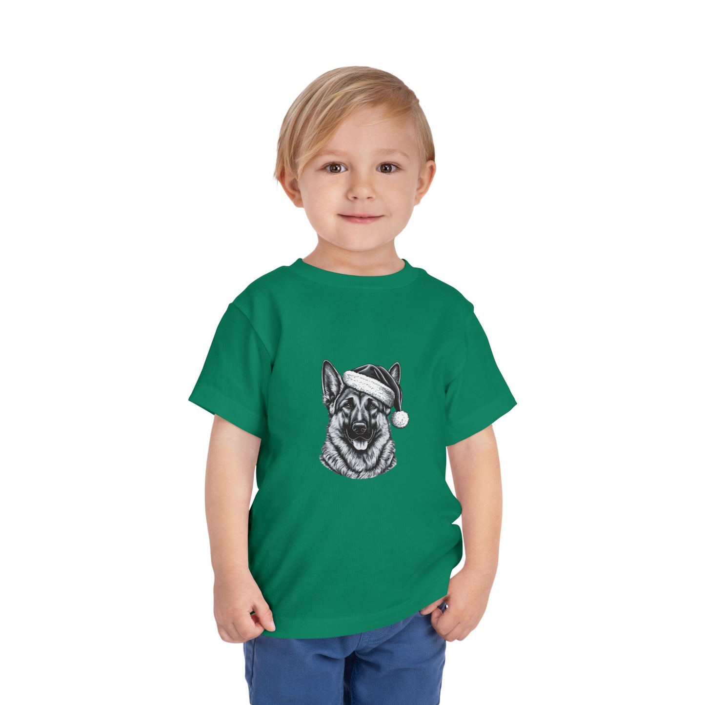 Santa Paws German Shepherd Toddler Unisex Short Sleeve Crewneck Tee
