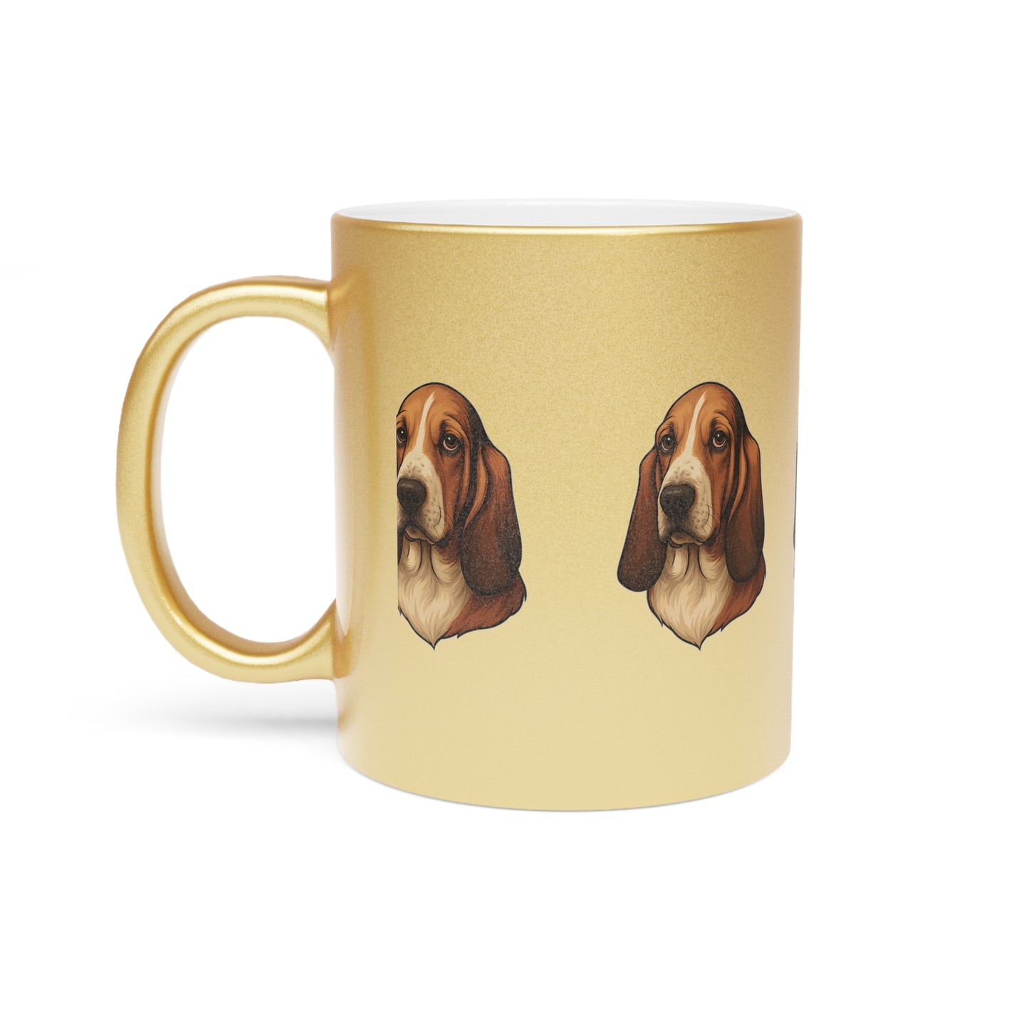 Basset Hound Head Metallic Coffee Mug