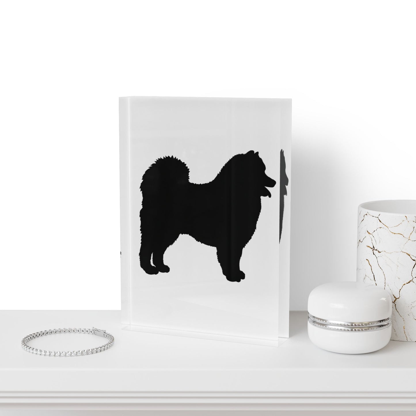Samoyed Sillhouette Acrylic Photo Block