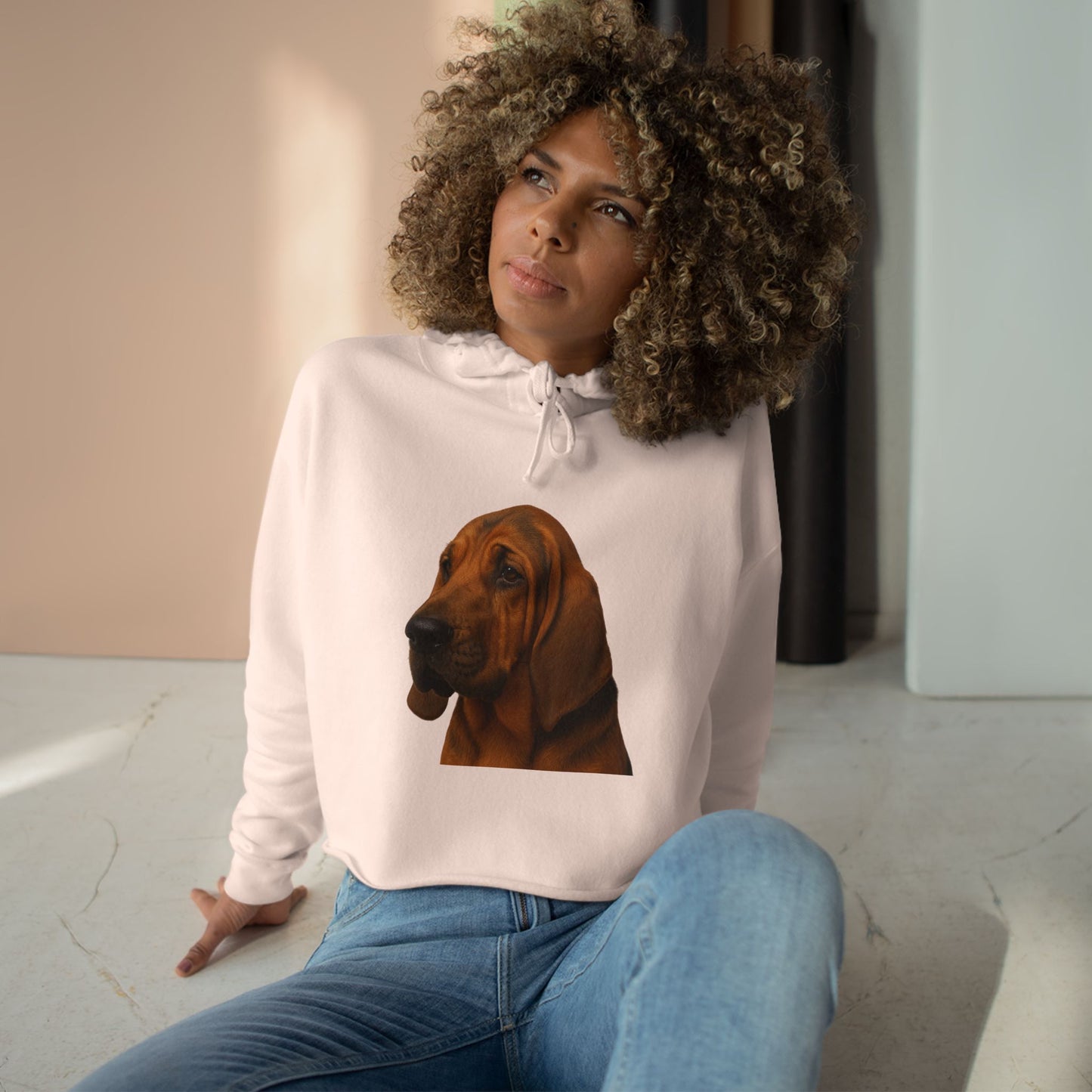 Bloodhound Head Women's Crop Hoodie