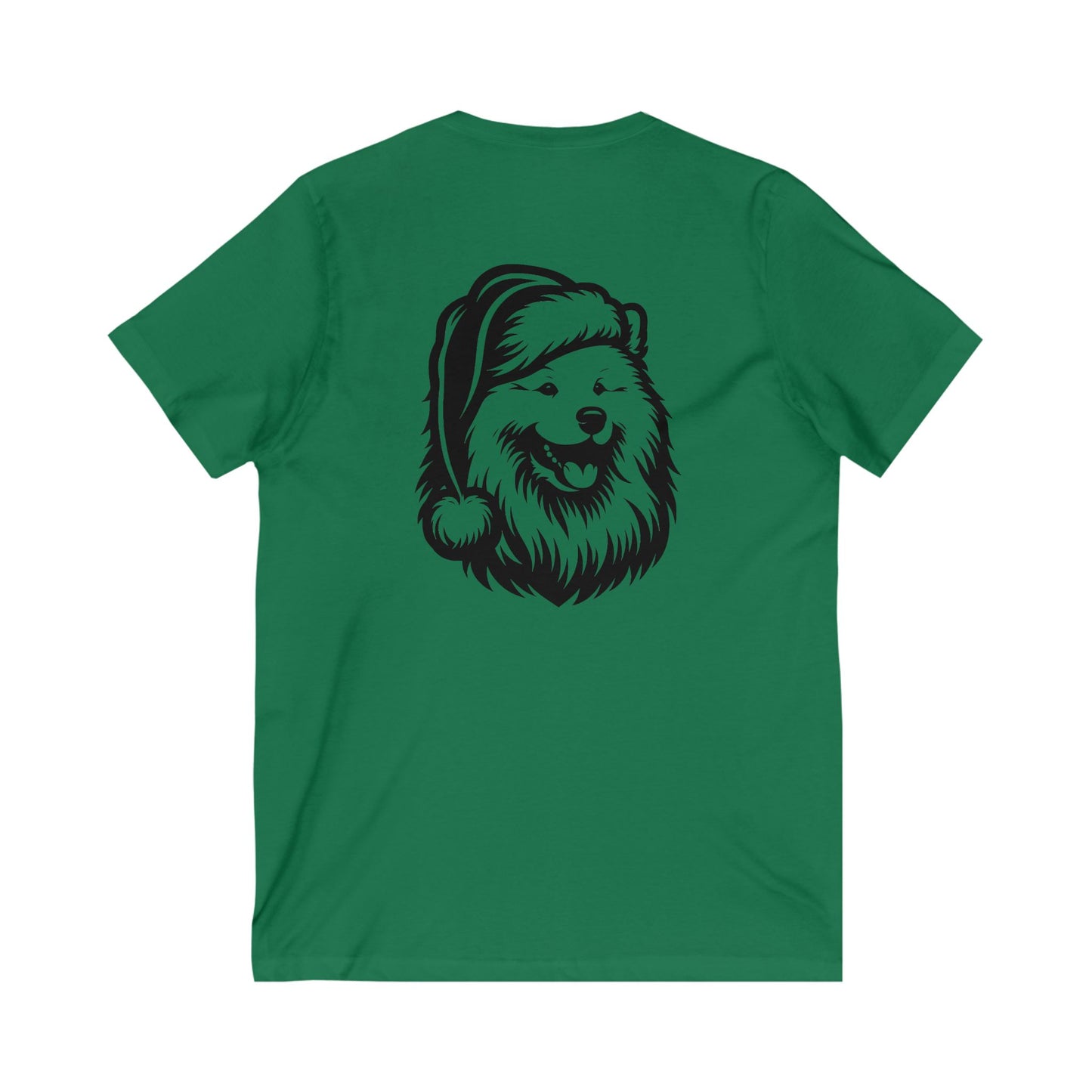 Santa Paws Samoyed Unisex Short Sleeve V-Neck Tee