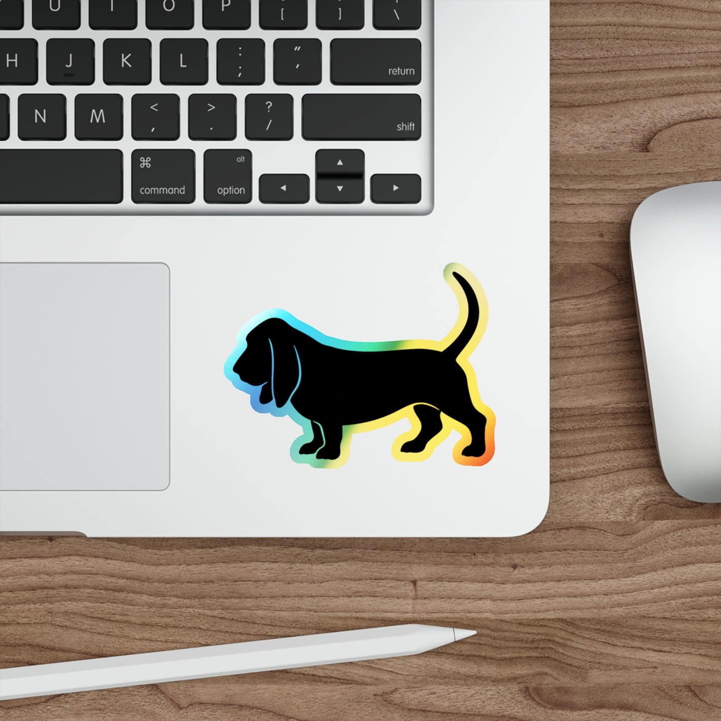 Basset Hound Silhouette Holographic Sticker