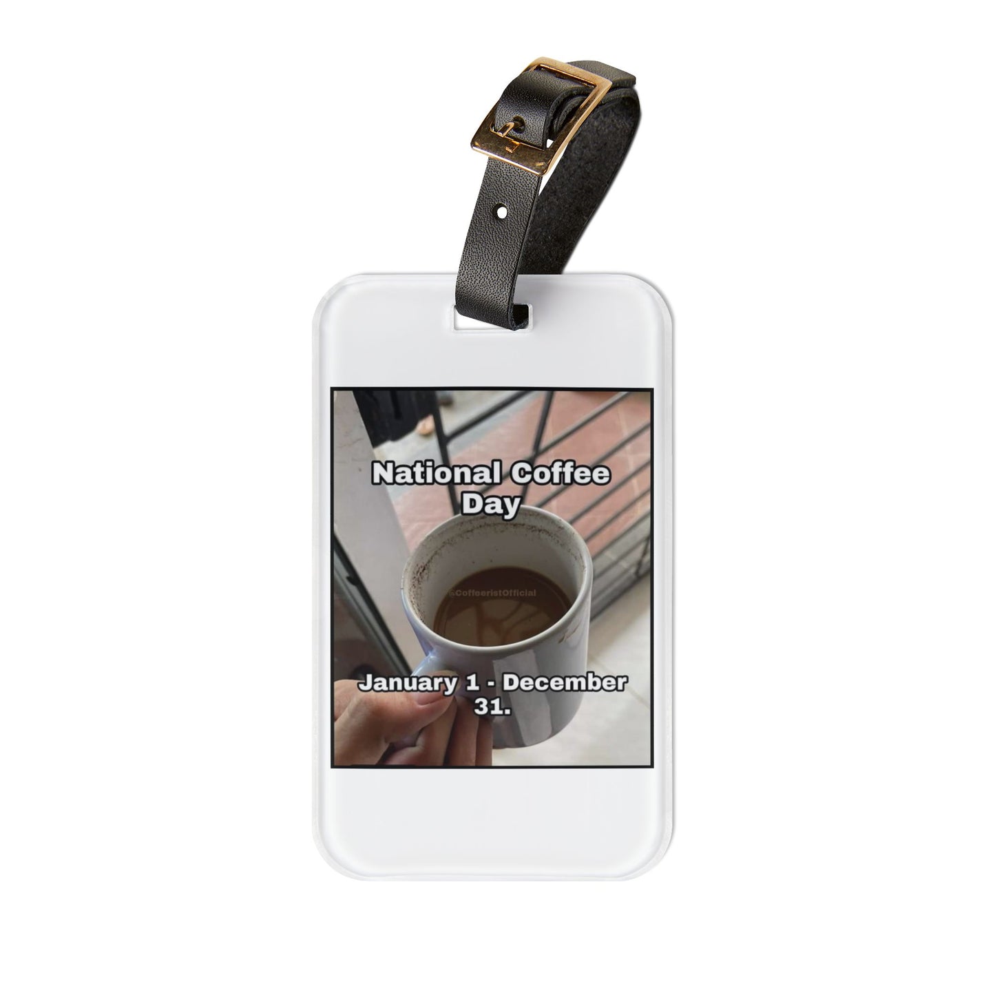 National Coffee Day Leather Strap Luggage Tag