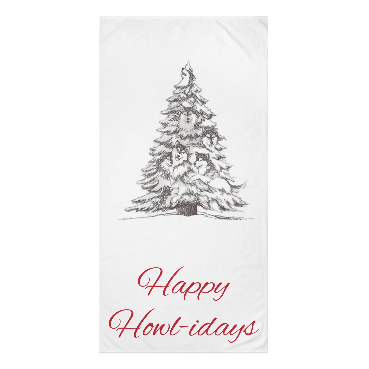 Happy Howl-idays Mink-Cotton Beach Towel