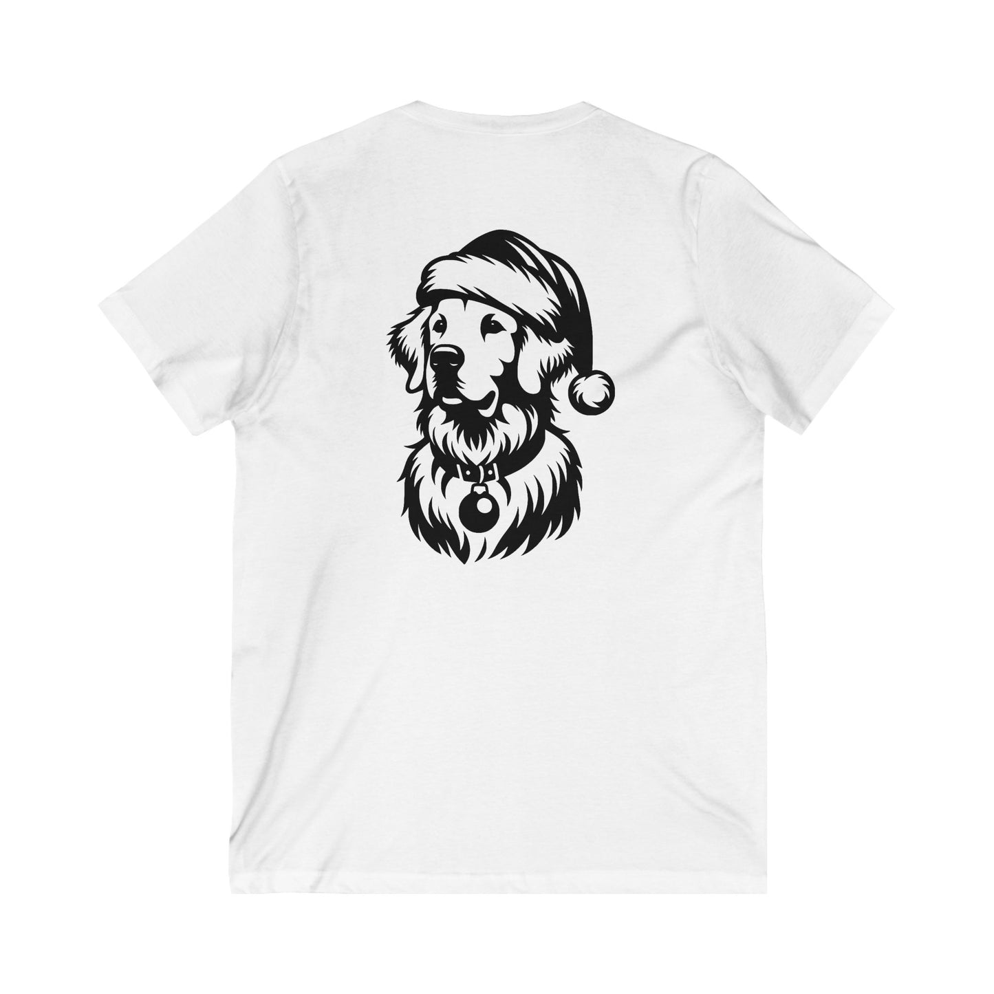 Santa Paws Golden Unisex Short Sleeve V-Neck Tee