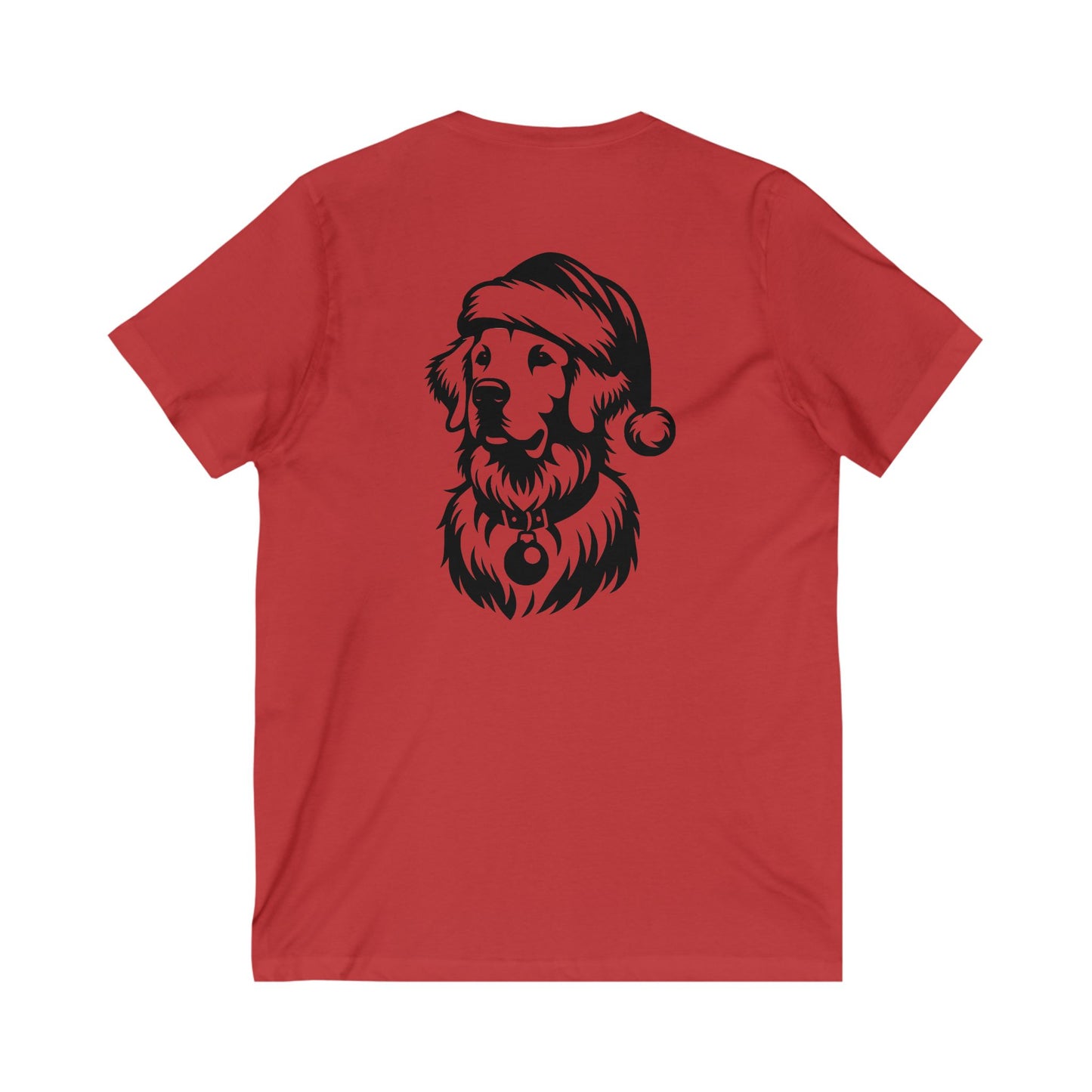 Santa Paws Golden Unisex Short Sleeve V-Neck Tee