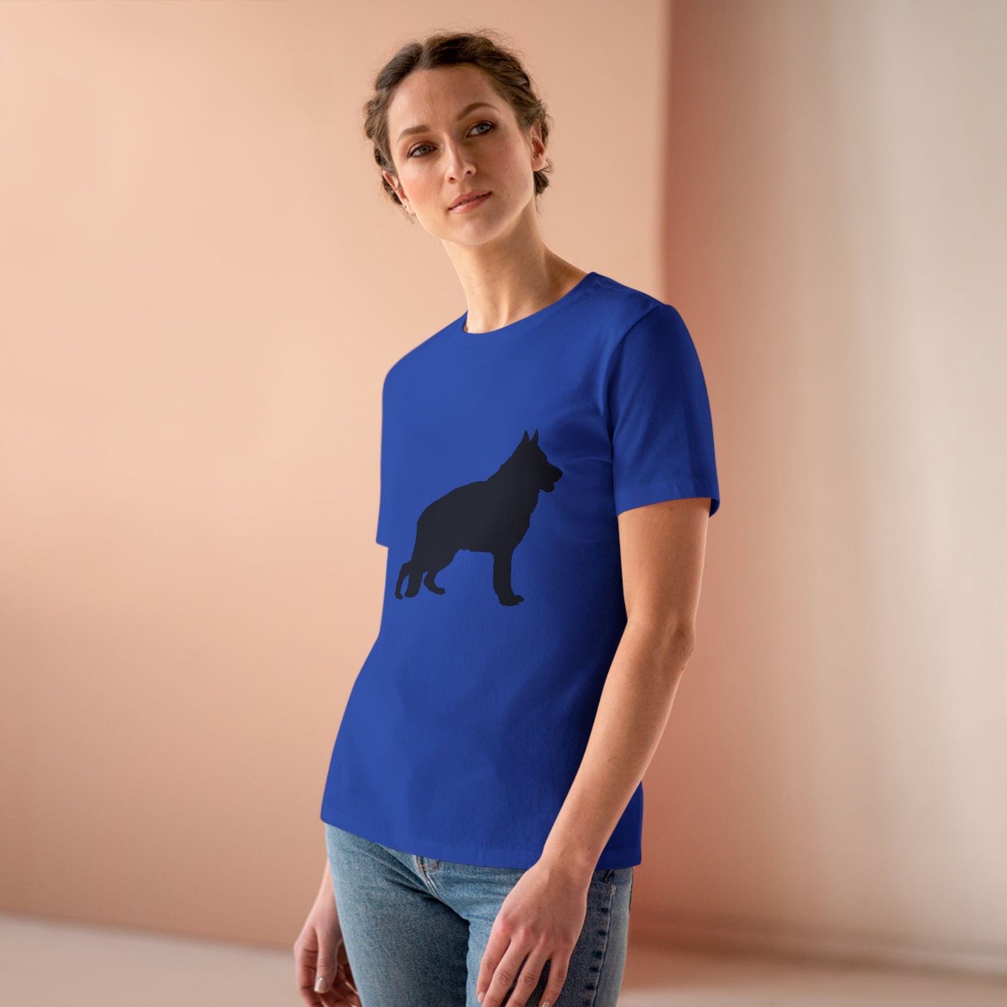 German Shepherd Silhouette Women's Short Sleeve Crewneck Tee